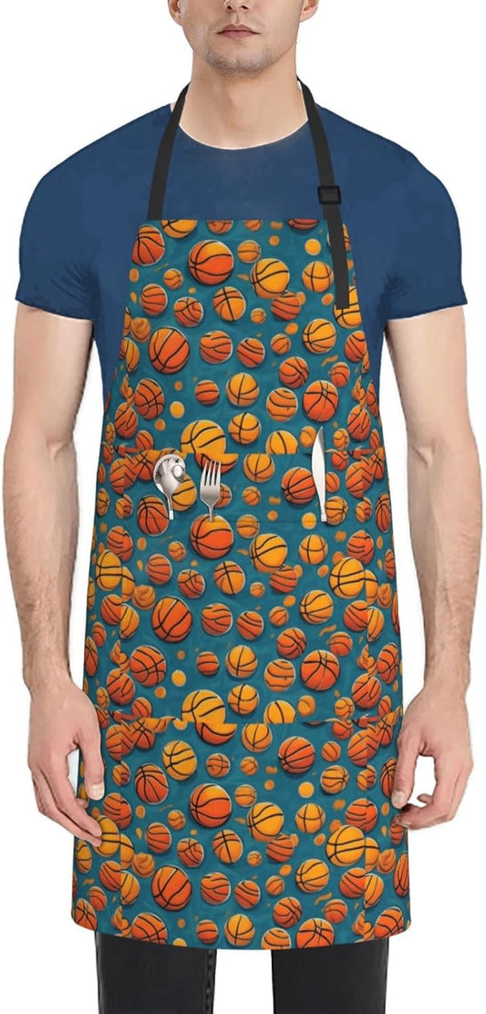 YANYU basketball Print 28x33 In Kitchen Apron Stylish Chef Apron with 
