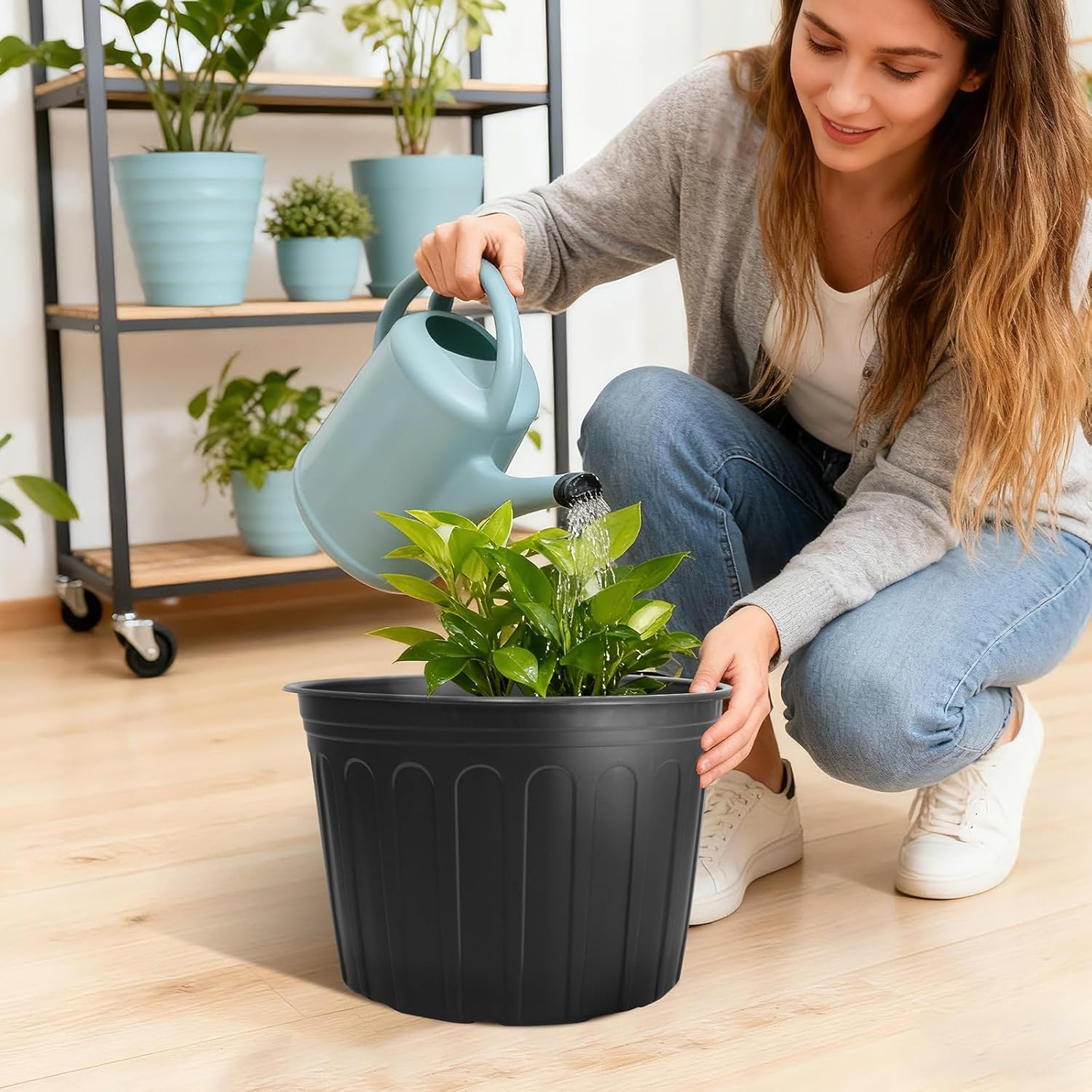 30 Pack 5 Gallon Plastic Nursery Pots,12.8 Inch Thickened Soft Plant P