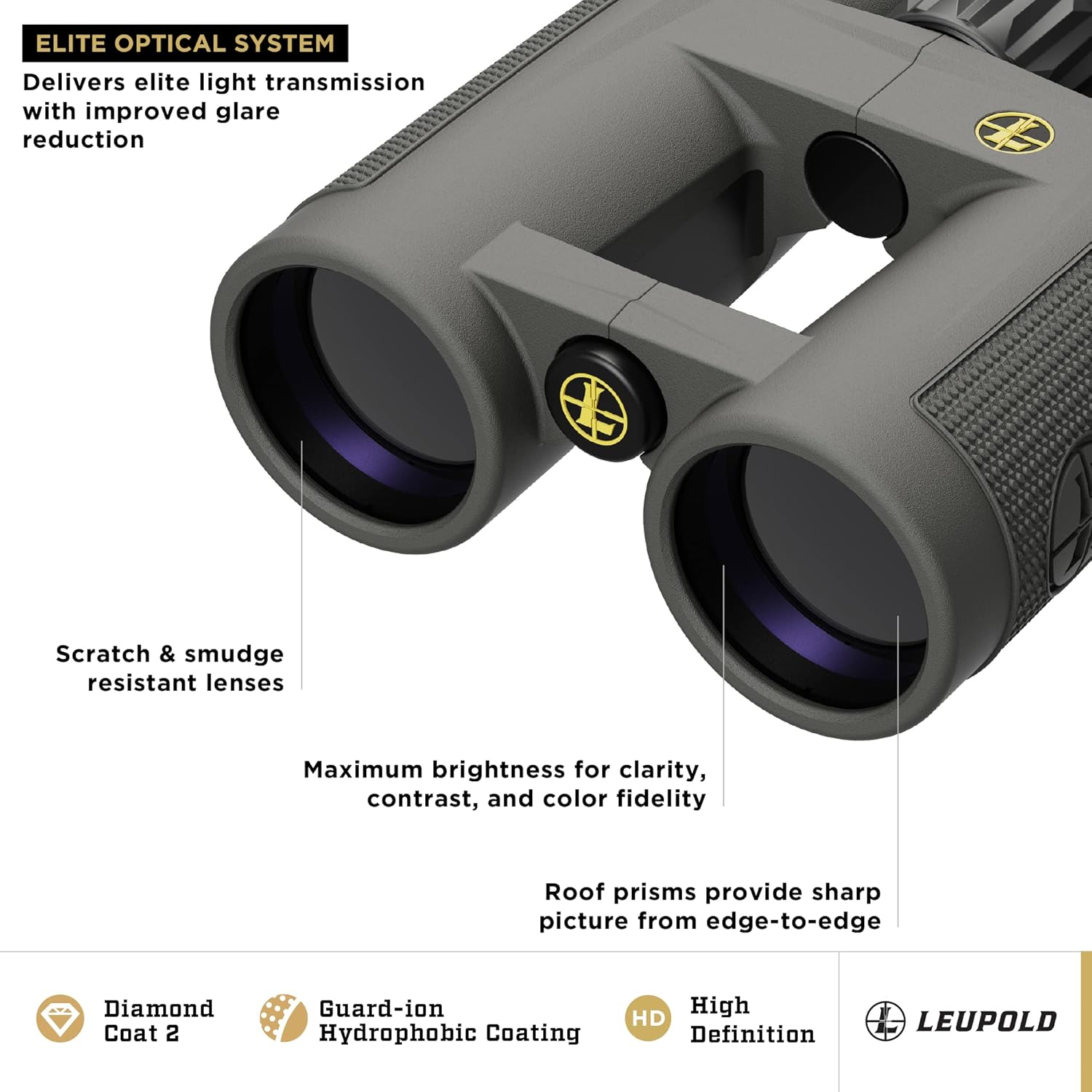 Leupold BX-4 Pro Guide HD Binoculars, 10x42mm, Shadow Gray (172666)