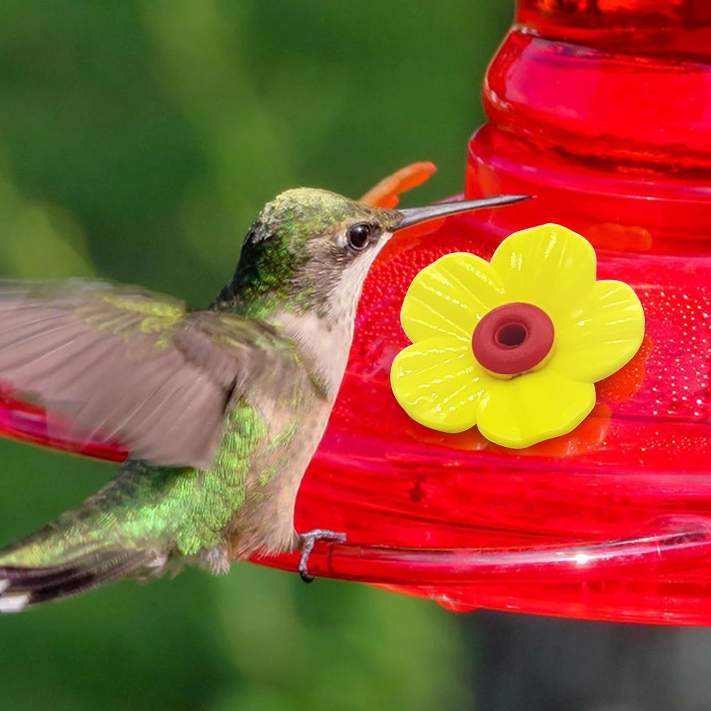 20 Set Hummingbird Feeder Replacement Flowers with 2 Cleaning Brush Flowers Feeder Parts Replacement for Hanging Feeding Hummingbird Outdoors (Red)
