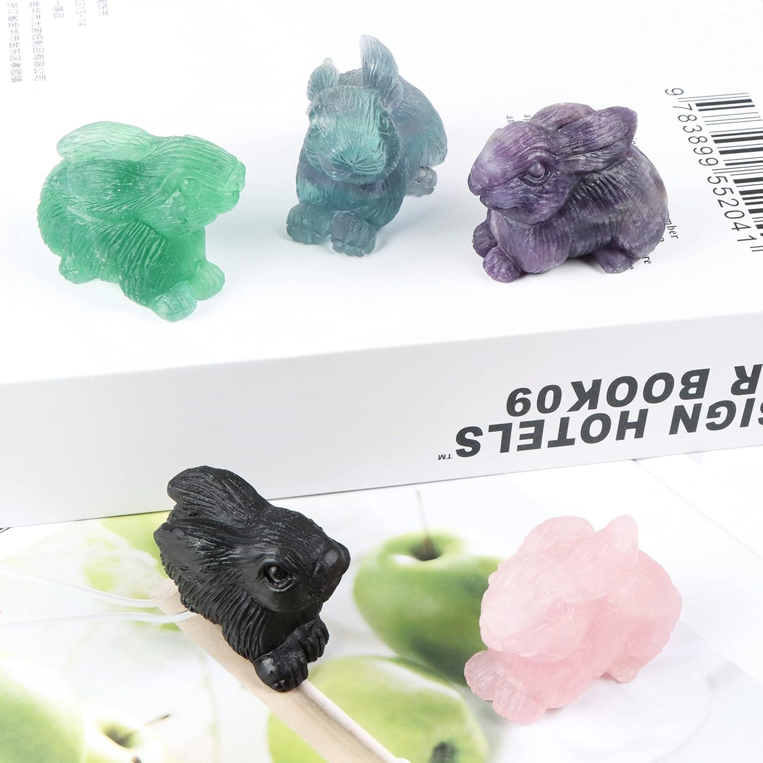 Artistone Amethyst Crystals Rabbit Statue Figurines,Hand Carved Gemsto
