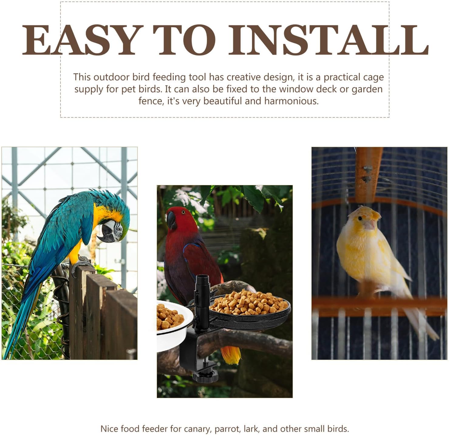 FAVOMOTO Multi-Function Metal Bird Feeder Stand with Washable Mesh Tra