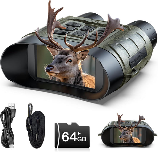 Night Vision Goggles, 112 MP 4K Night Vision Binoculars for Adults, 12X Zoom & 5000mAh Battery, 64GB Card Included, Infrared Binoculars Night Vision, Tech Gadgets Telescope for Bird Watching