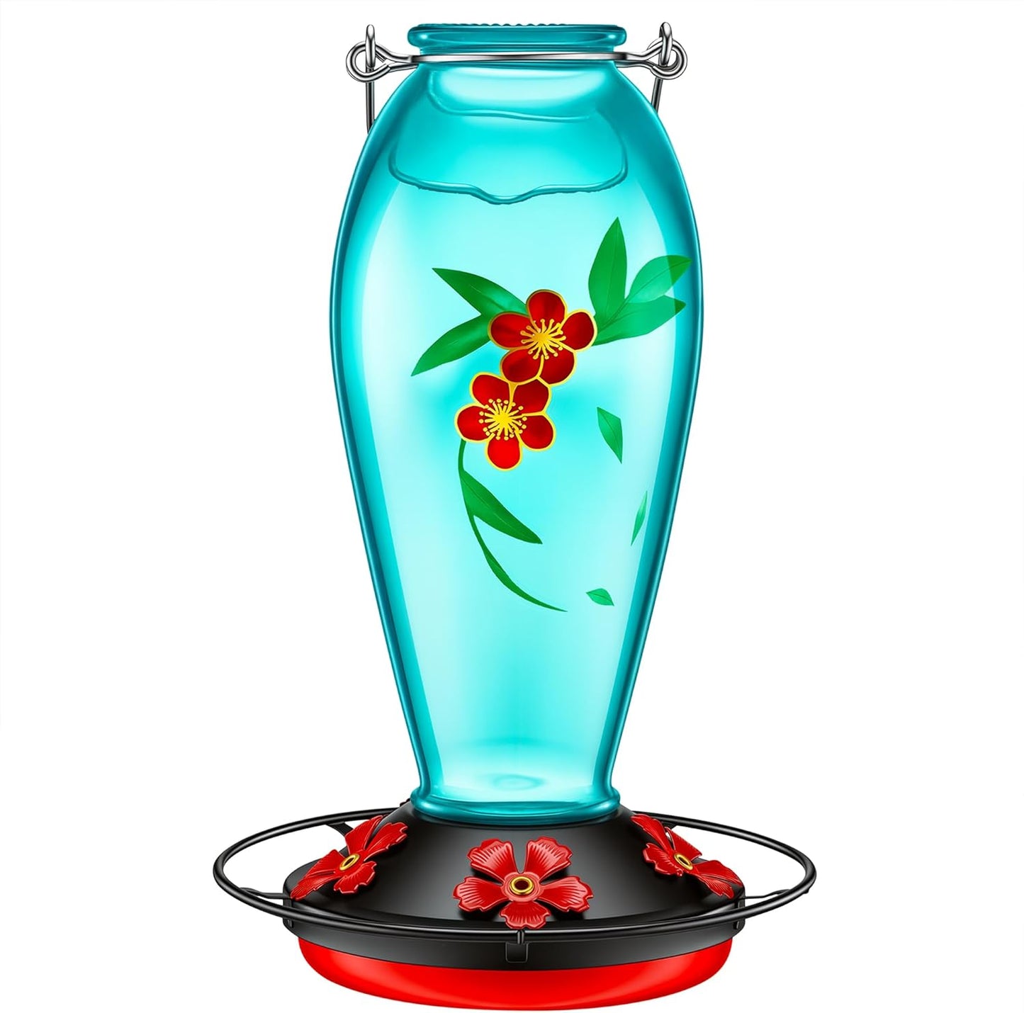 Hummingbird Feeder for Outdoors Hanging, Heavy-Duty Thick Glass Bird F