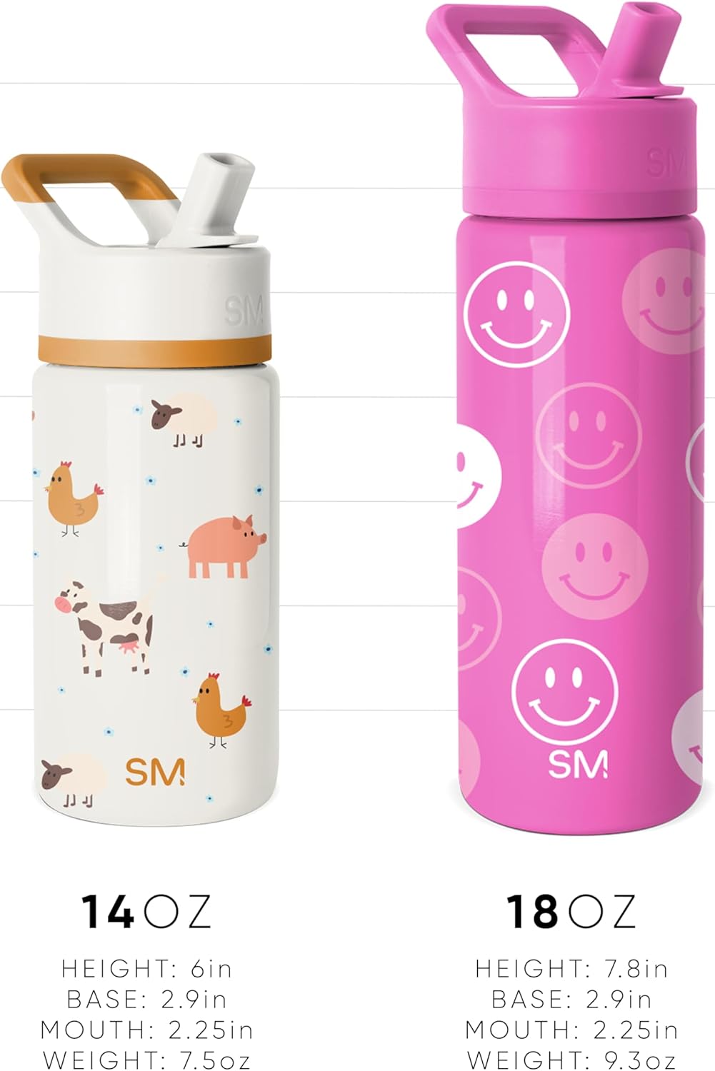 Simple Modern Kids Summit Water Bottle with Straw Lid | Disney Princess 14oz Stainless Steel Cup Insulated Tumbler for Girls, School | Princess Rainbows
