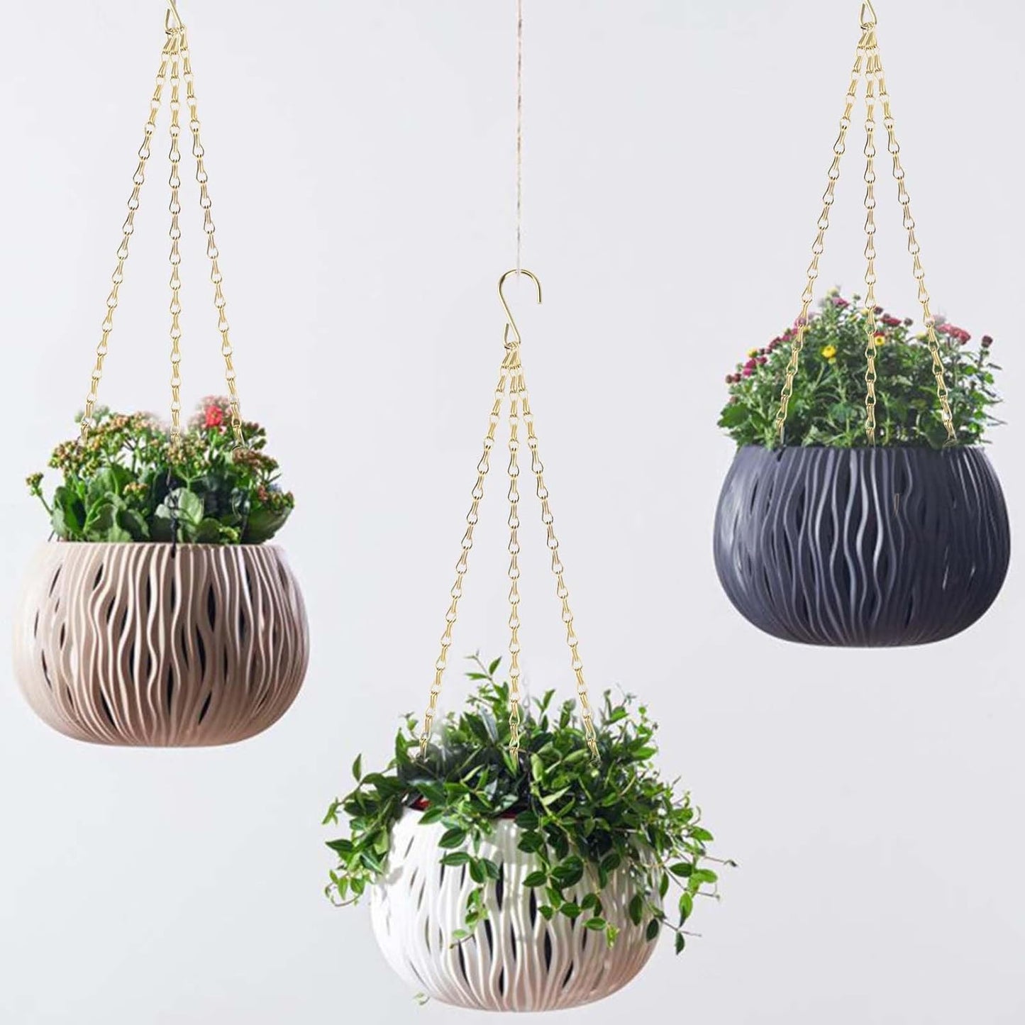 PINGEUI 8 Pack Gold Hanging Baskets Chains, 16 Inch Heavy Duty Metal H