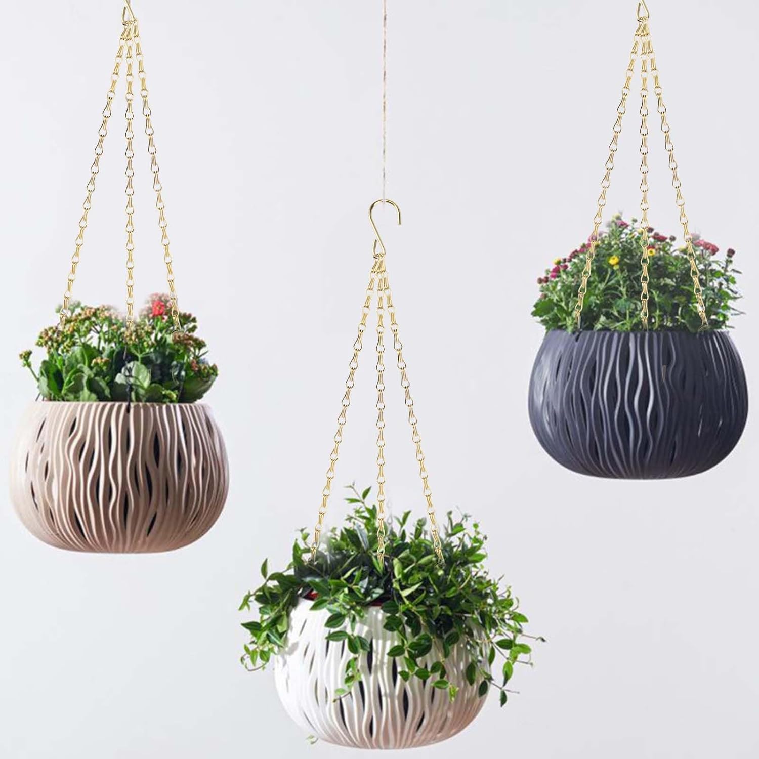 PINGEUI 8 Pack Gold Hanging Baskets Chains, 16 Inch Heavy Duty Metal H