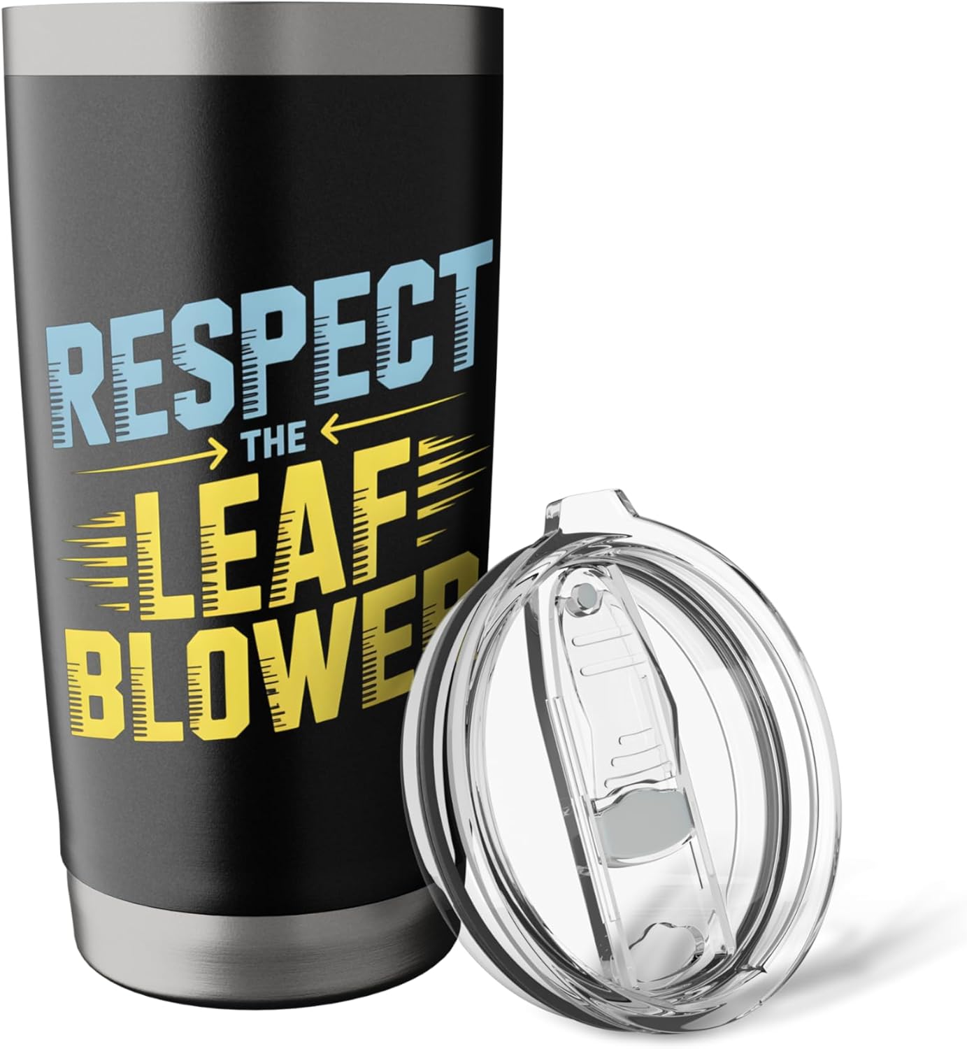 Respect The Leaf Blower Funny Lawn Care Humor Stainless Steel Insulated Tumbler