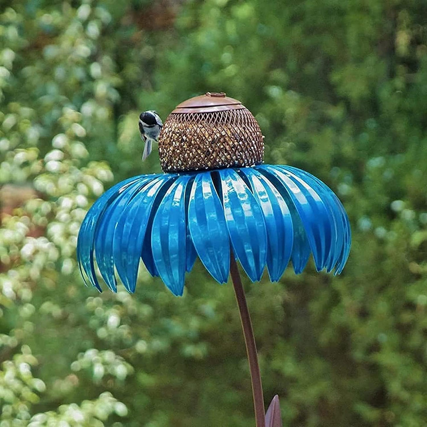 Bird Feeder Outside Garden Art Metal Birdfeeder Sensation Pink Standing Bird Feeder with Stand for Garden Yard Outside Decoration Hummingbird feeders (Color : Blue)