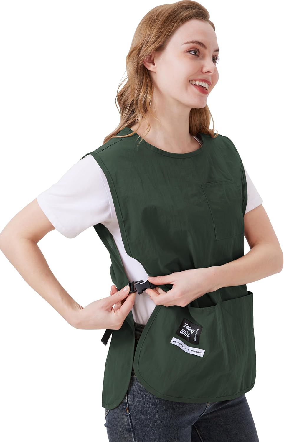 Nanxson Waterproof Cobbler Apron for Women with Pockets Barber Smock Buckle Design Hair Stylist Apron for Kitchen Garden Men
