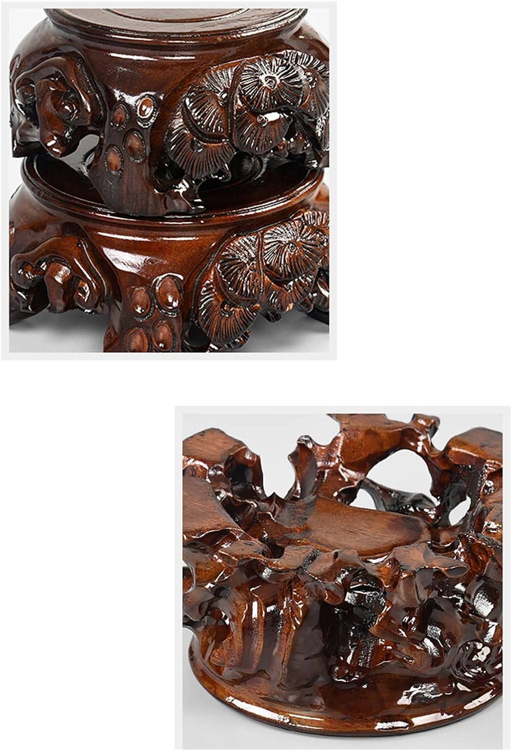 Bonsai Base Wooden Vase Base Round Pedestal Display Stand for Flower Pot Odd Stone Ornaments Wooden Base 3 Inches High Display Stands (Size : X-Large)