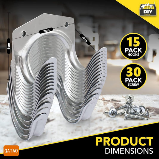 15Piece Wall-Mounted Hook Set for Garage Tool Storage and Organization, Suitable for Tools, Ropes, and Garden Equipment