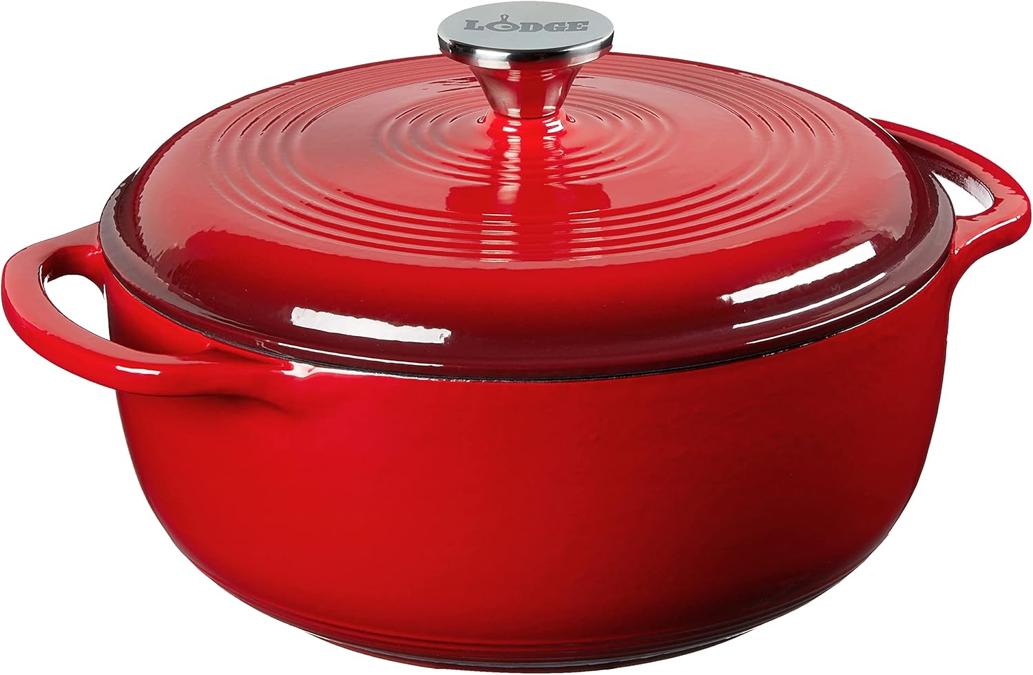 Lodge 4.5 Quart Enameled Cast Iron Dutch Oven with Lid – Dual Handles 