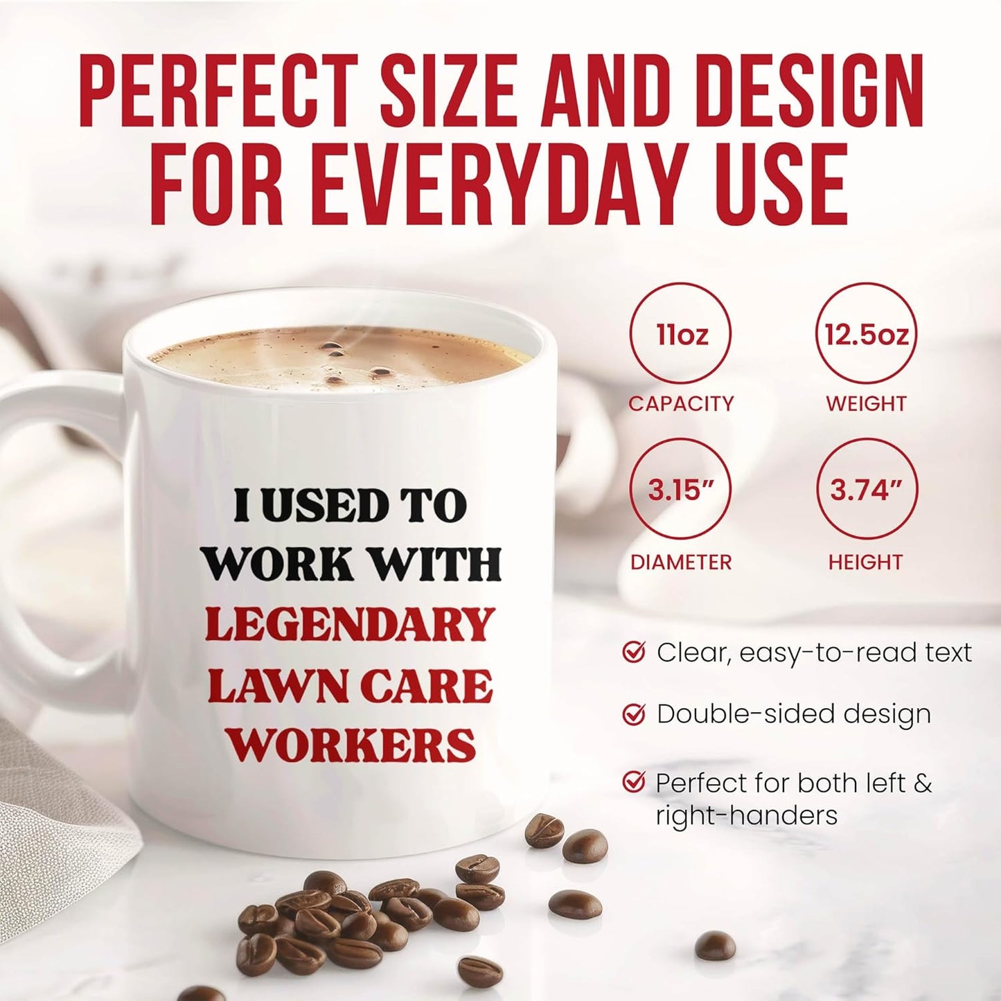 Retired Lawn Care Worker Mug - Gardening Specialist Coffee Cup - Funny Gift From Family - Designer Tea Mugs - Maintenance Cups - 11 Oz Ceramic Gifts For Plant Lovers, Birthday, Him, Her, Christmas
