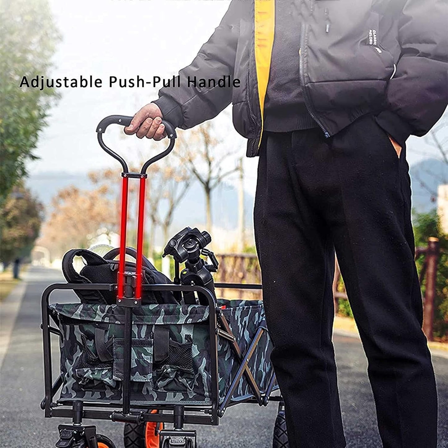 Foldable Wagon Cart All Terrain Outdoor Cart Portable and l Beach Wagons with Big Wheels Suitable for Camping Beach Travel Gardening