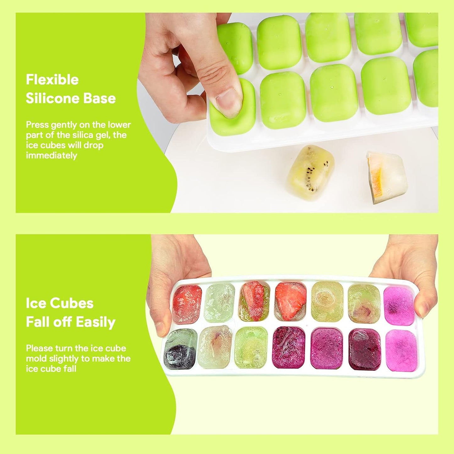 Ice Cube Trays 4 Pack, Airabc Silicone with Removable Lid, Easy-Releas