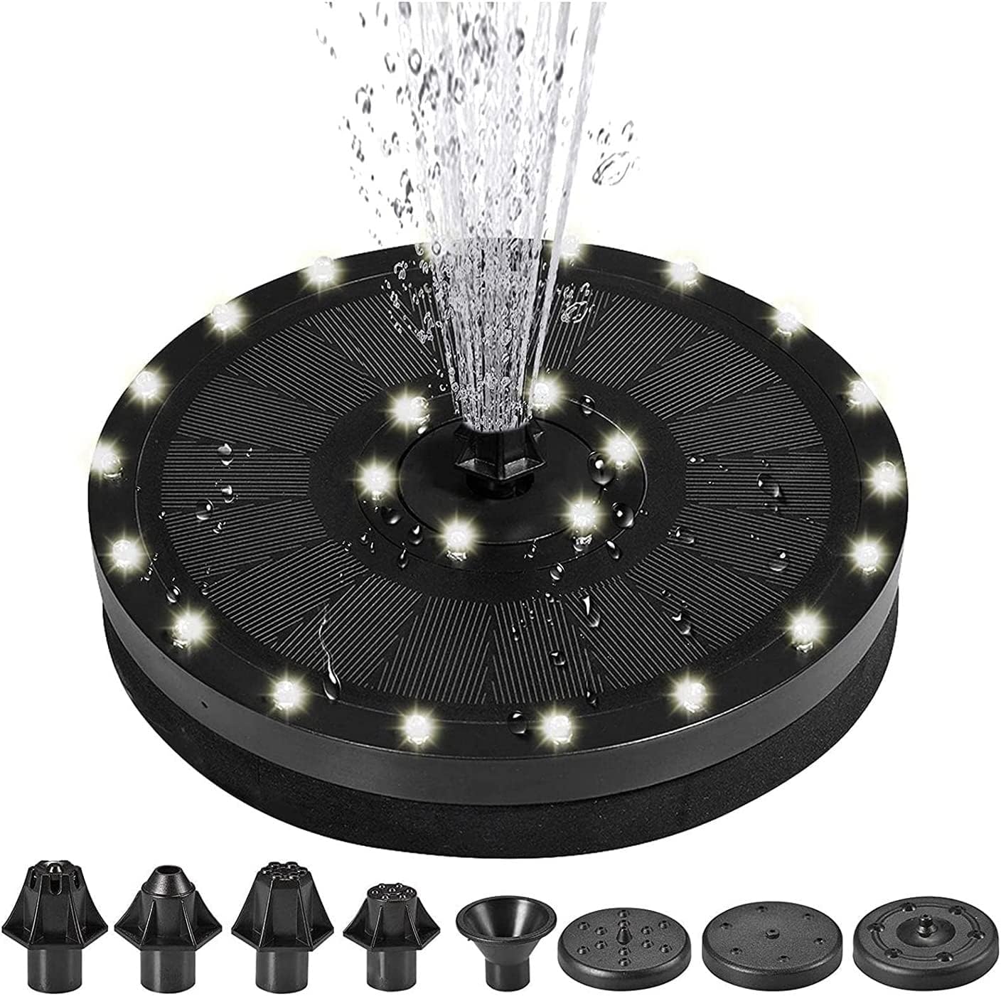 Solar Fountain Pump, 3.5W Solar Bird Bath Fountain with 24 LED Lights, 7 Water Styles, Free Standing Floating Solar Fountain for Garden, Patio, Pond, Pool, Fish Tank