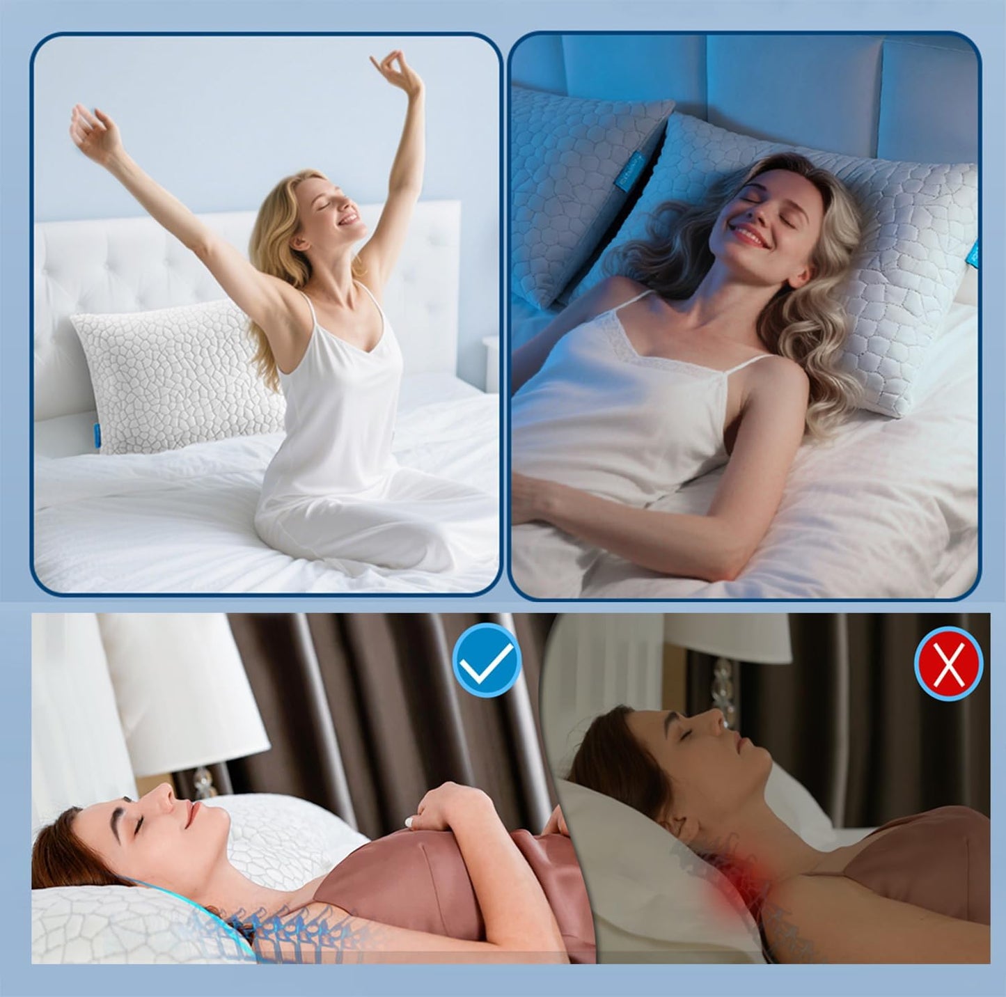 Cooling Pillow Queen Size Set of 2, Adjustable Bed Pillows for Sleeping, Luxury Shredded Memory Foam Pillows 2 Pack,Soft Yet Supportive Firm Pillow for Side,Back,Stomach Sleepers,Gifts for Hot Sleeper