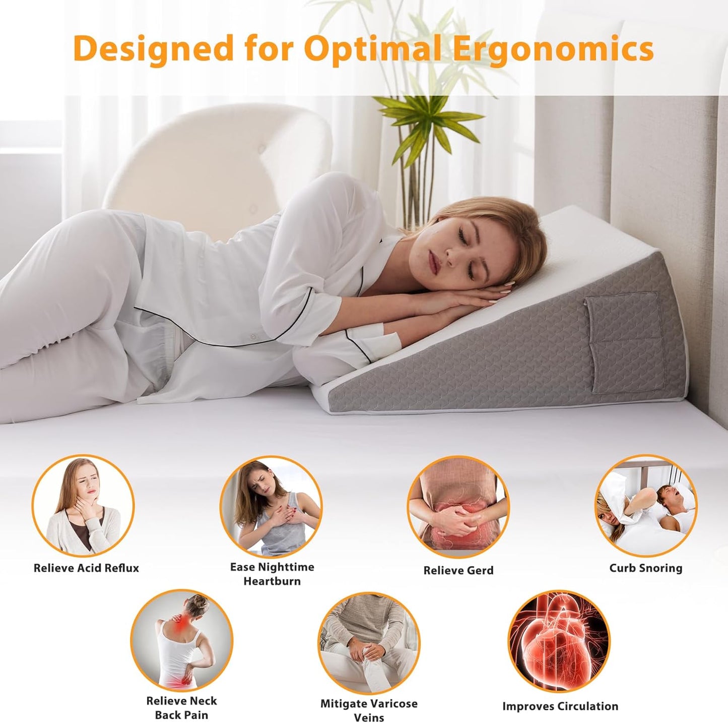 Wedge Pillow for Acid Reflux, Bed Wedge Pillow for Headboard 10", Pill