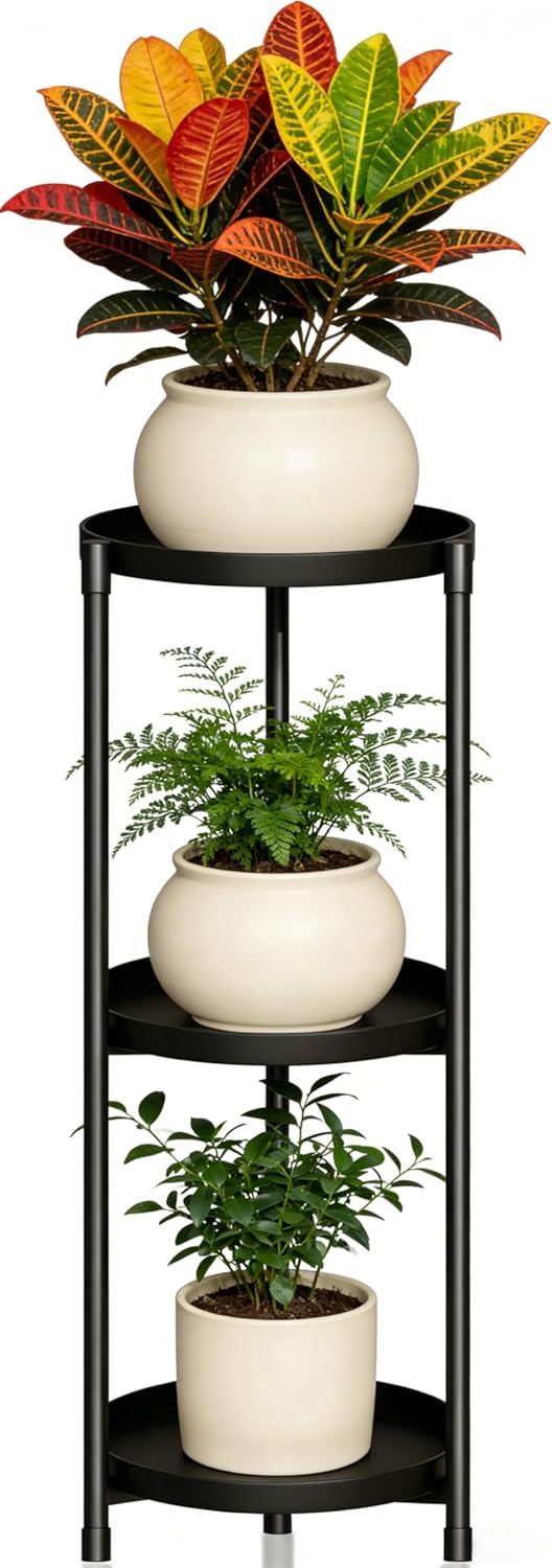 SYQ 3 Tier Plant Stand Indoor Outdoor - 34'' Extra-Tall Metal Plant St