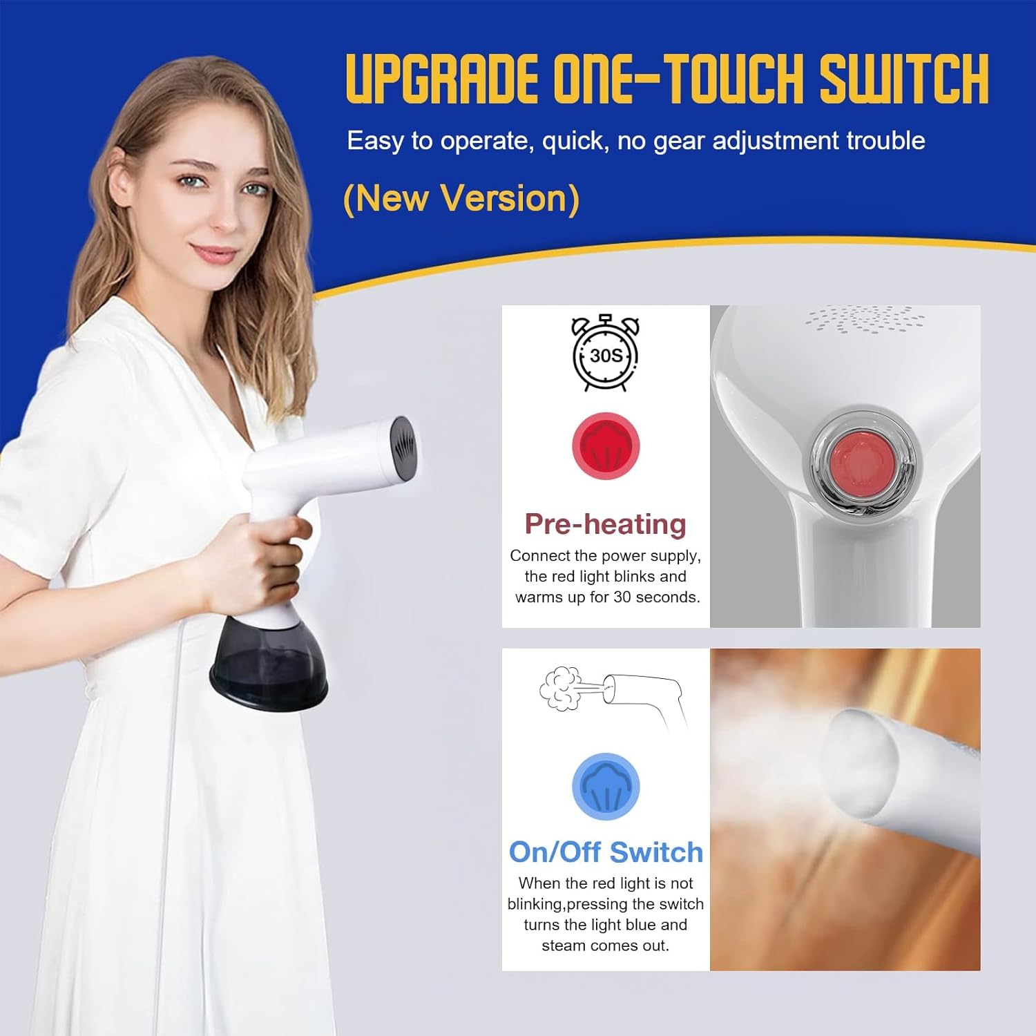 Steamer for Clothes 1350W, Clothes Steamer for Home, Office, Travel, U