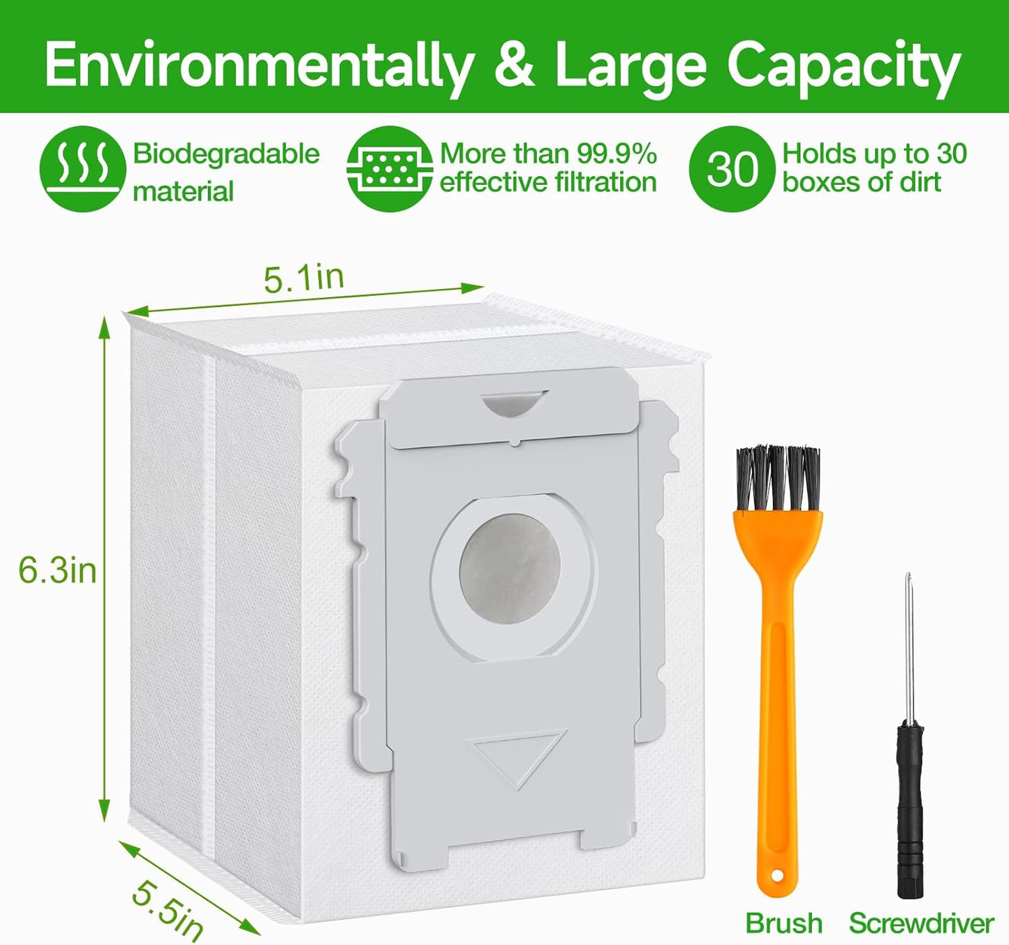 VBN 12 Pack Replacement Roomba Vacuum Bags, Compatible with iRobot Roomba 104 105 405 504 505 705 Combo 10 Max, i7+ i3+ i4+ i6+ i8+ j7+ s9+, i s j Series, All Clean Base Automatic Dirt Disposal Bags