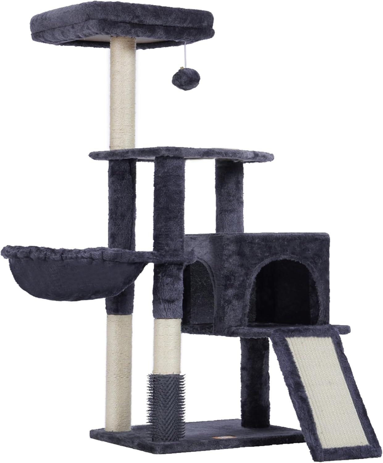 Heybly Cat Tree with Cat Self Groomer Brush, Cat Tower Condo for Indoo