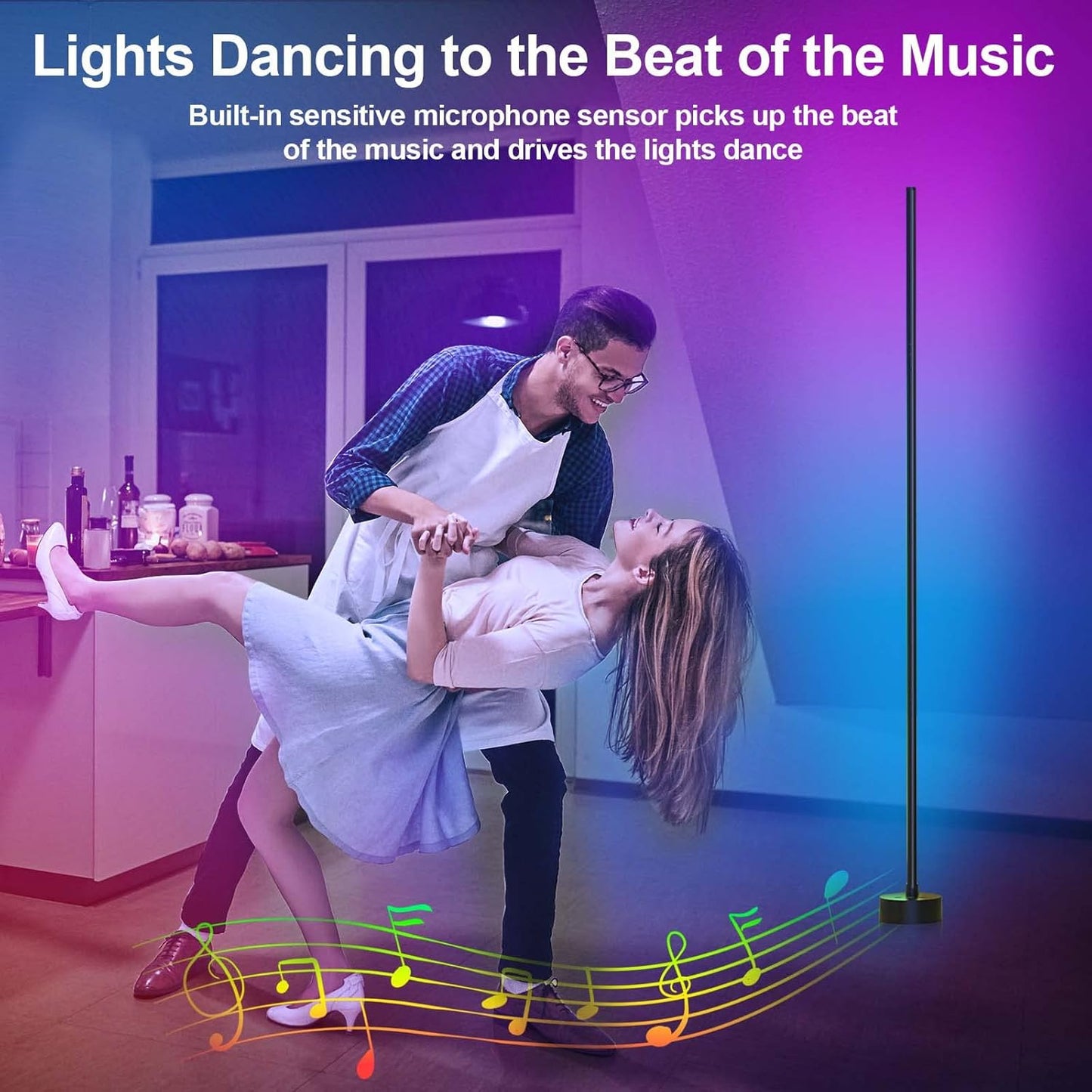 Corner Floor Lamp - Smart RGB LED Corner Lamp with App and Remote Cont