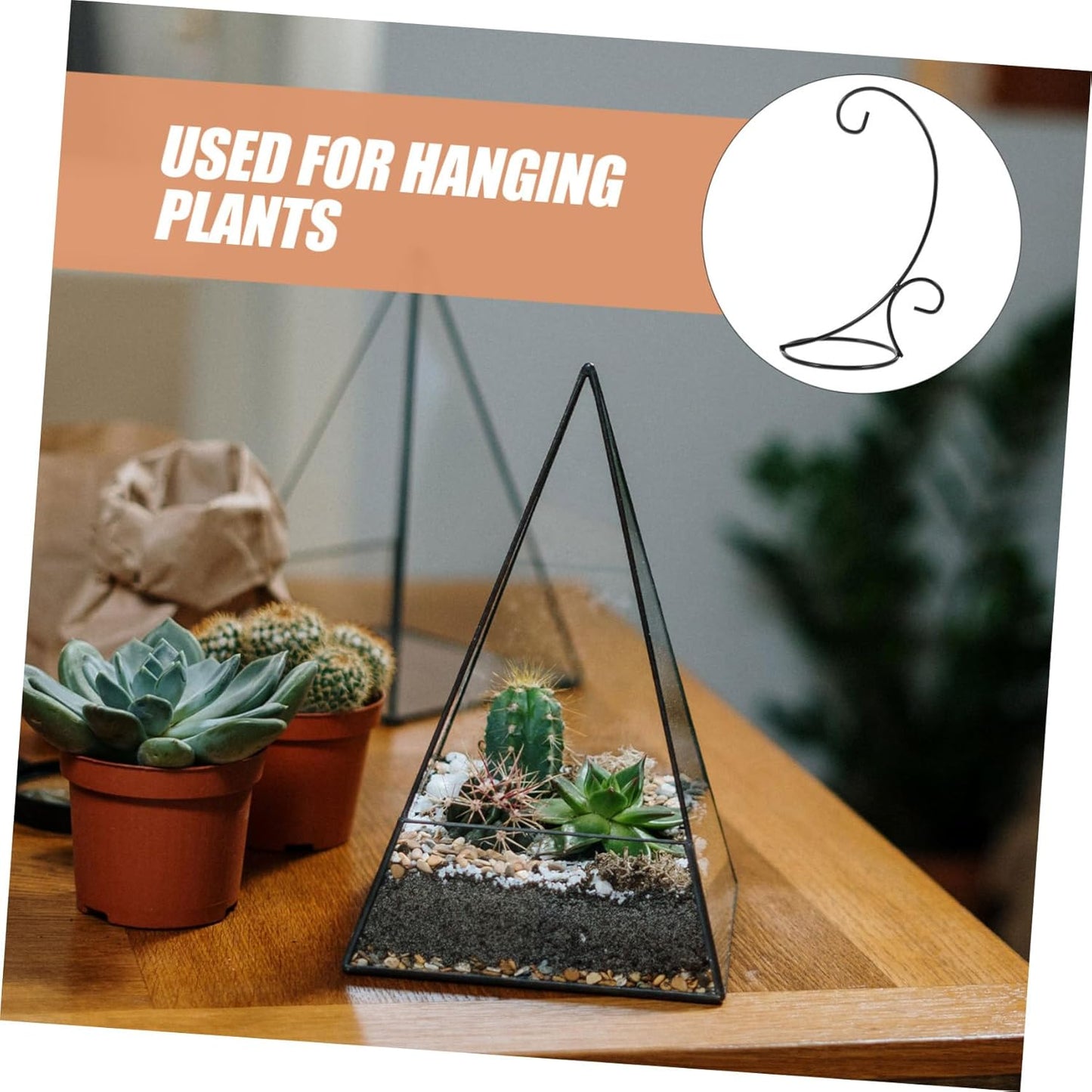 Milisten 2pcs Hanging Terrarium Stand Wrought Iron Air Planter Holder Ornament Rack for Home Decor