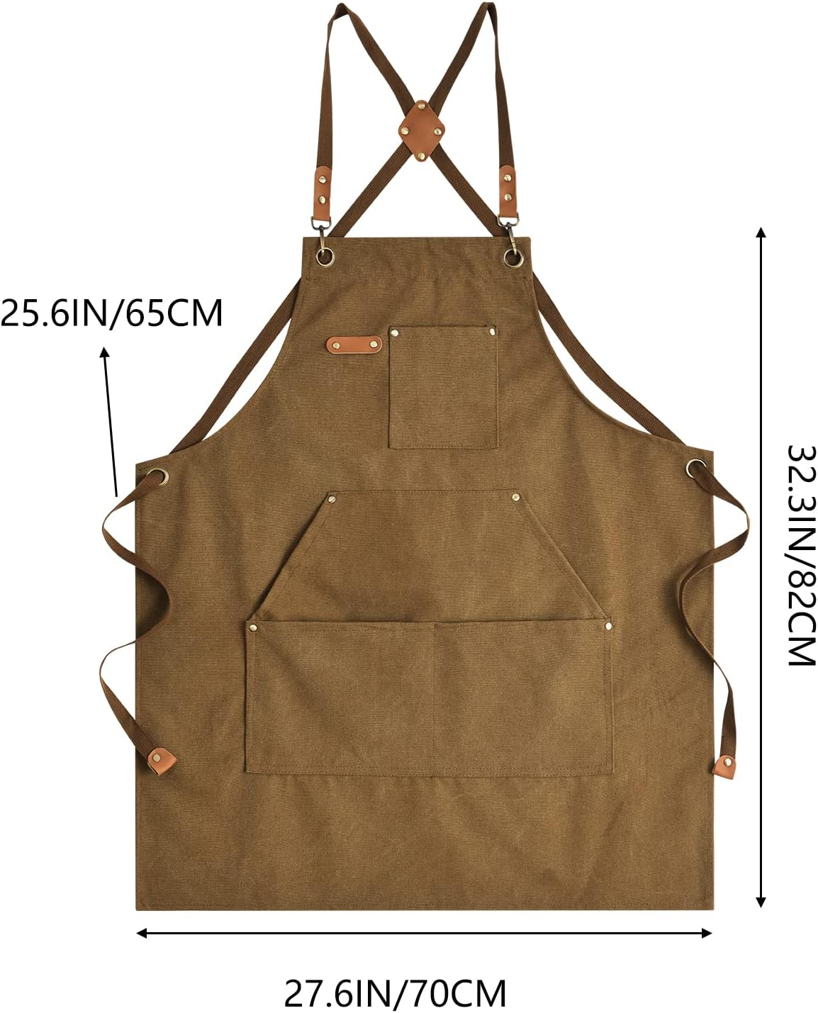 Canvas Aprons for Men Chef Apron, Work Apron with Large Pockets - 16oz