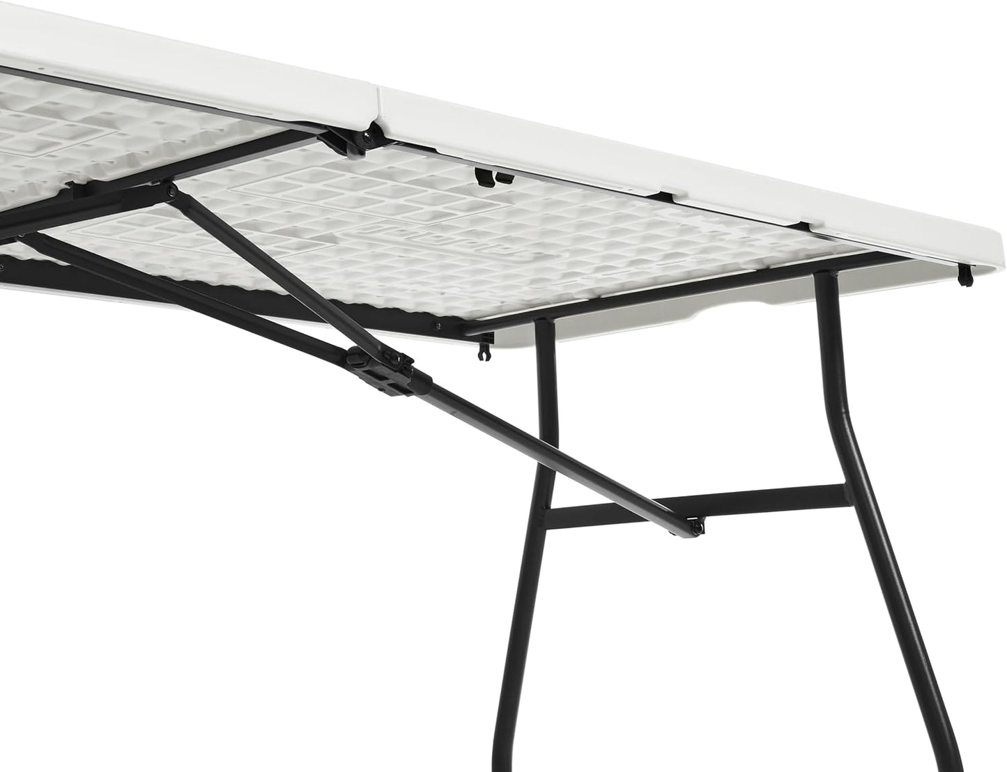 Amazon Basics Heavy Duty Portable Folding Table, 6 ft, Indoor & Outdoor, Fold-in-Half Design with Carrying Handle, White | Portable, Heavy Duty, Indoor & Outdoor, with Carrying Handle