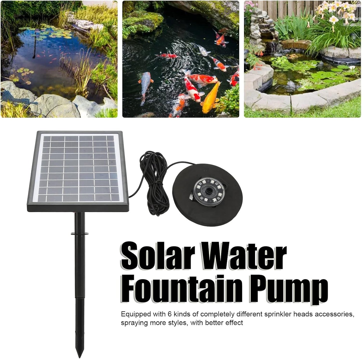 Pilipane Solar Fountain Pump with Battery Backup 5000mAh, 7W Solar Bir