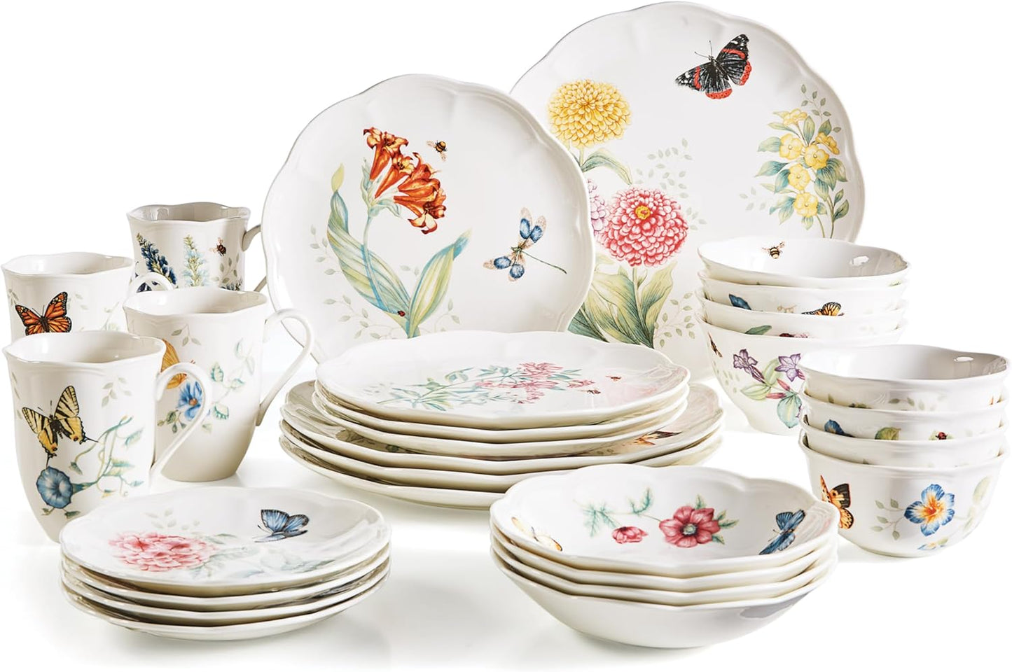 Lenox Dinnerware Set, Butterfly Meadow 28-Piece Set, Service For 4, Po