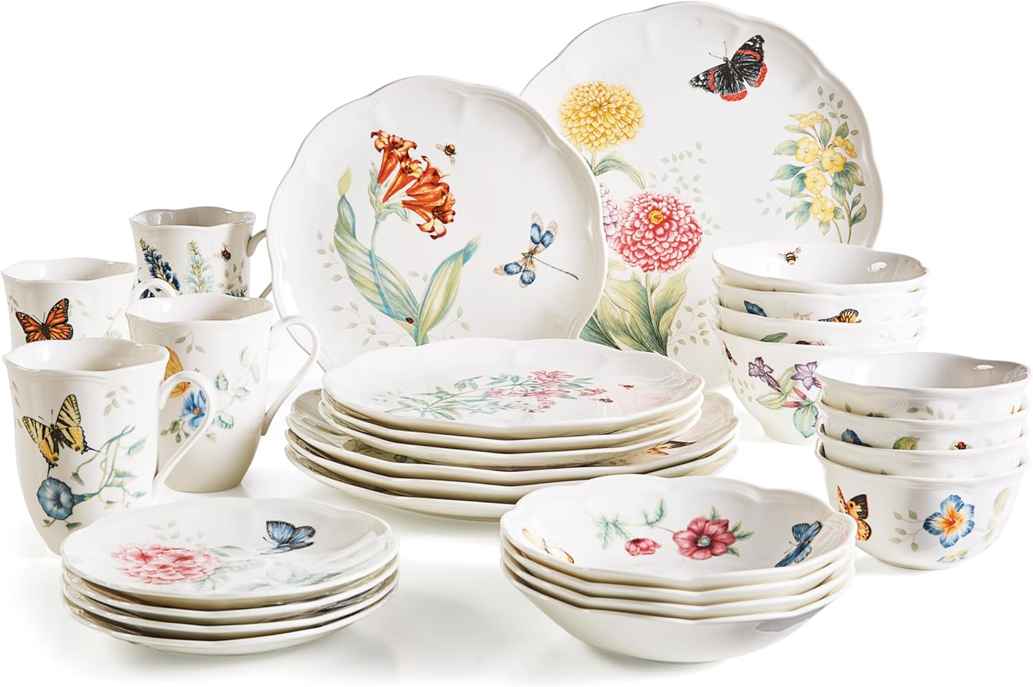 Lenox Dinnerware Set, Butterfly Meadow 28-Piece Set, Service For 4, Po