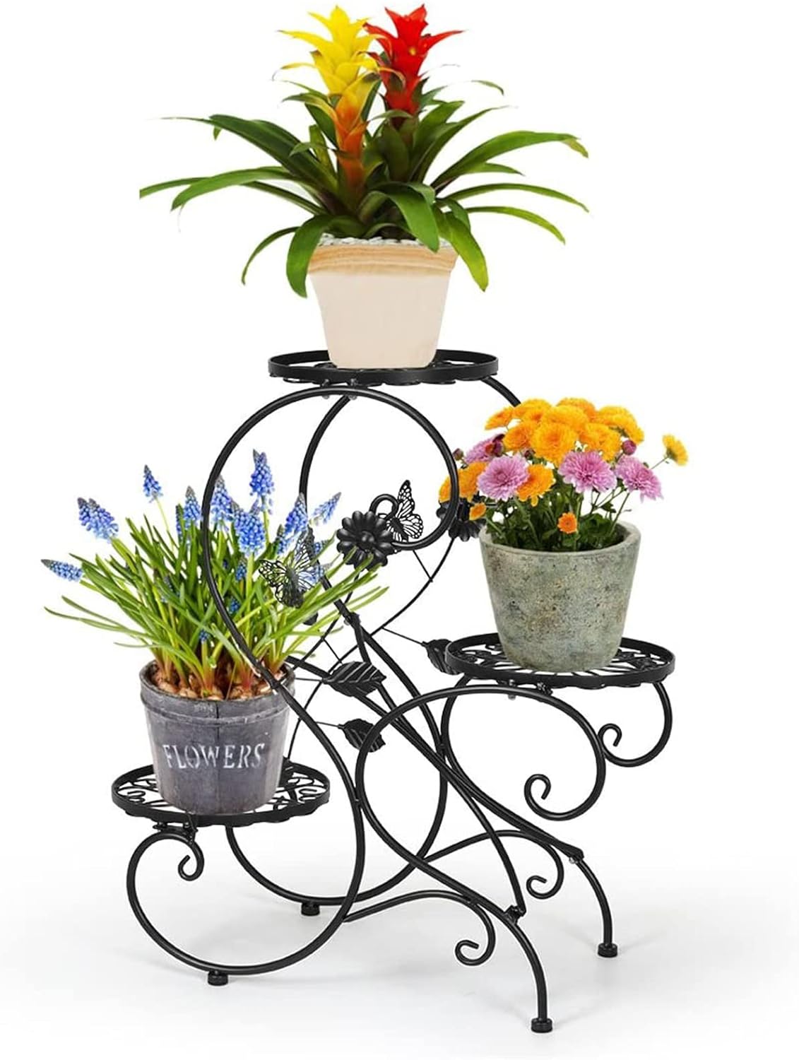 3-Tiers Metal Plant Stand Indoor, Heavy Duty Flower Pot Stands for Mul