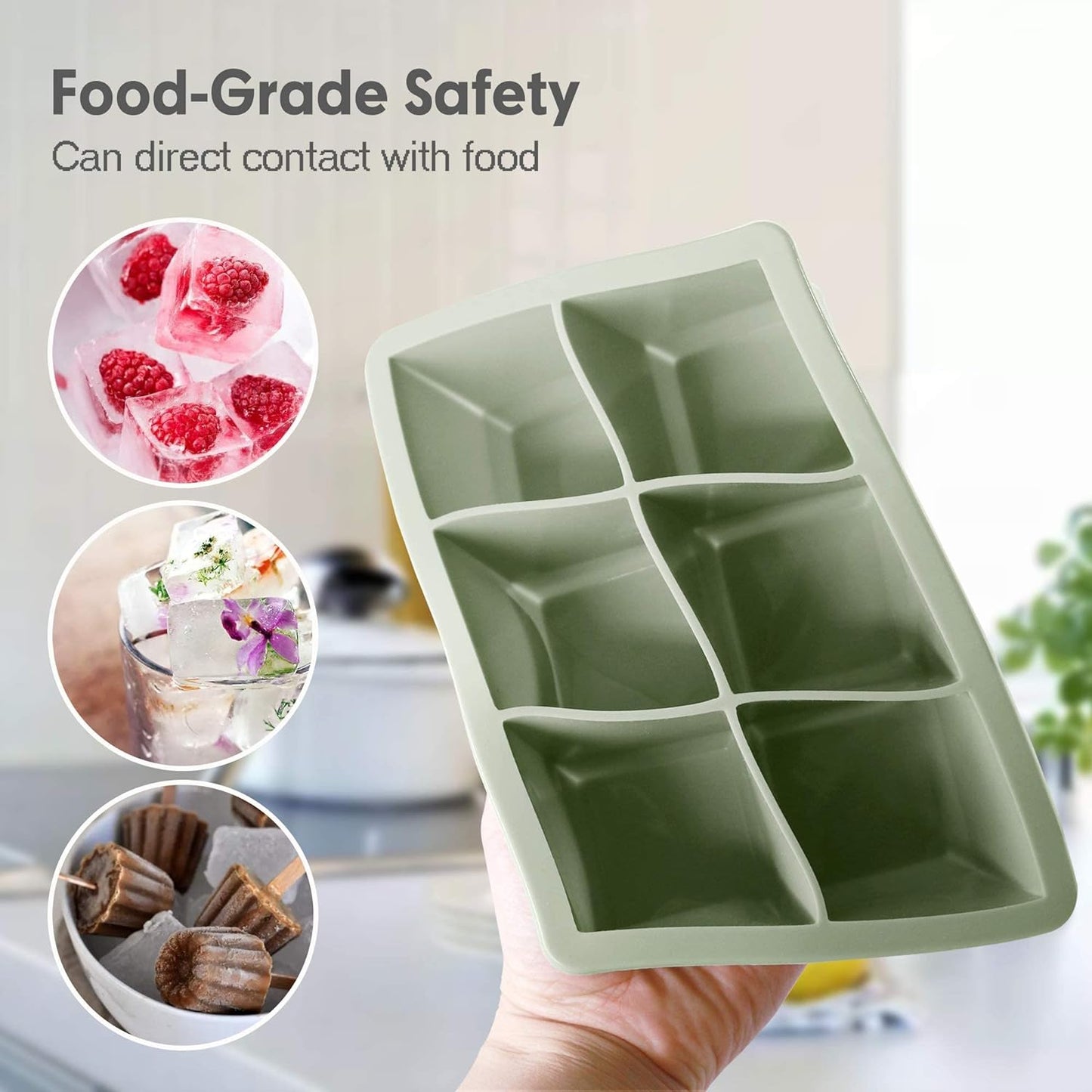 Silicone Ice Cube Trays 3 Pack - Large Size Silicone Ice Cube Molds wi