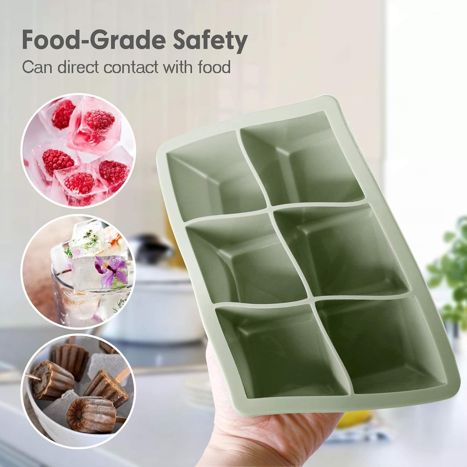 Silicone Ice Cube Trays 3 Pack - Large Size Silicone Ice Cube Molds wi