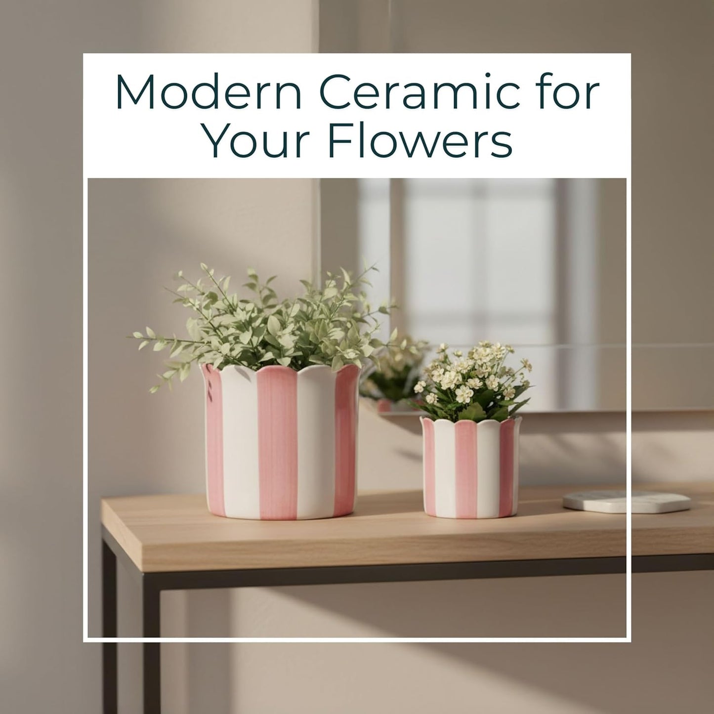Set of 2 Ceramic Planters – Planter Pots for Greenery, Indoor or Outdo