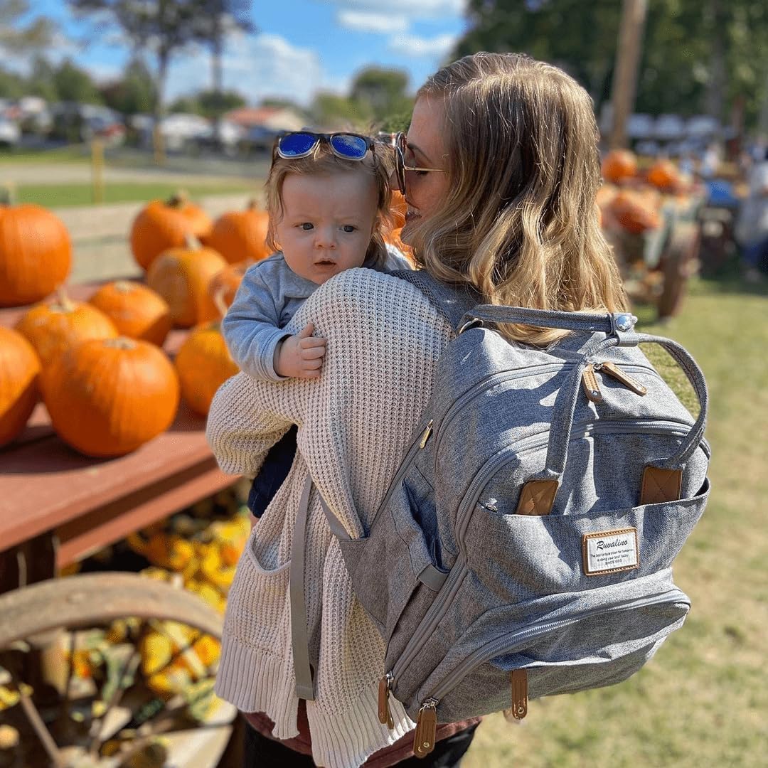 RUVALINO Diaper Bag Backpack-Multifunction Travel Baby Diaper Bag with
