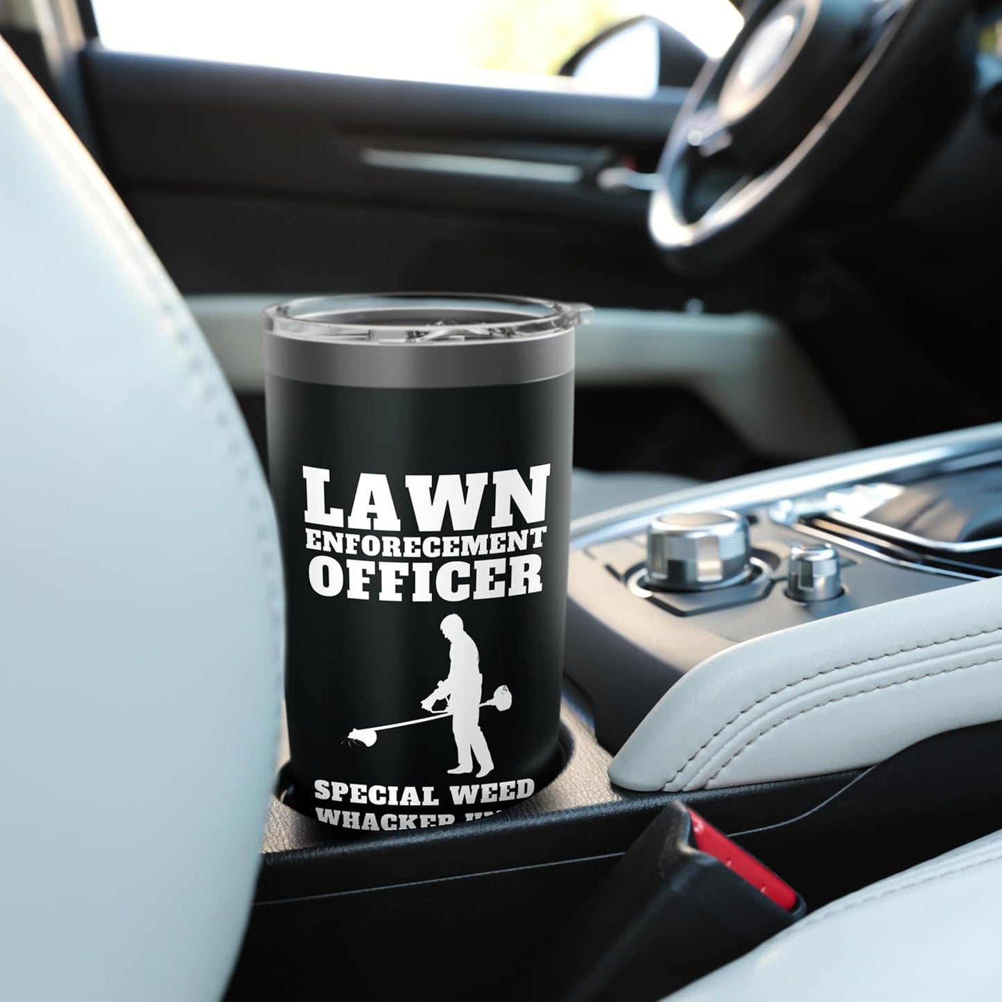 Funny Lawn Care officer weed whacker unit Men's Graphic Tee Stainless Steel Insulated Tumbler