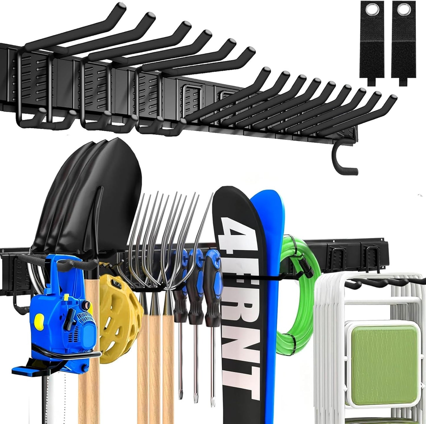 Heavy Duty Garage Wall Organizer with 700LB Capacity, 48Inch Garage Tool Organizer Wall Mount and Garden Tool Organizer with Adjustable Tool Rack for Garage Shed Yard Storage