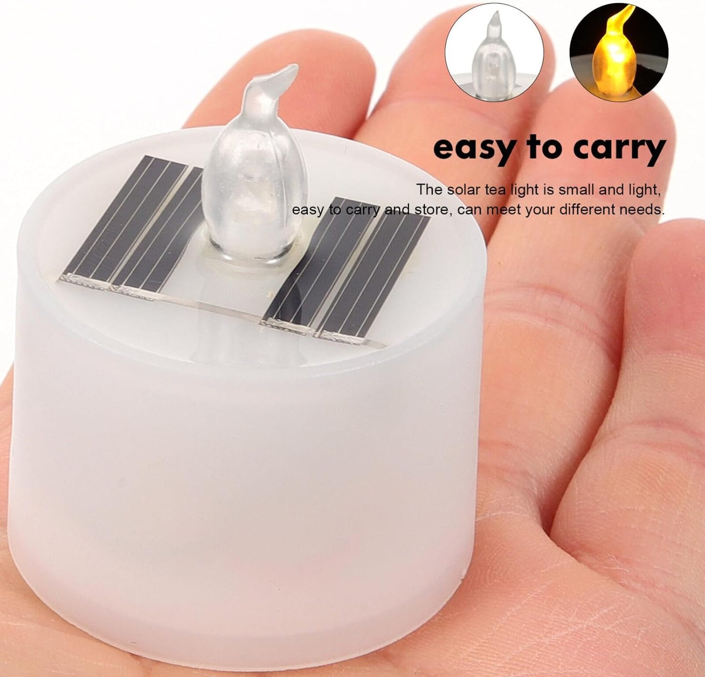 Uonlytech 4pcs Solar Tea Lights Outdoor Waterproof Dusk to Dawn Lighting Reusable LED Tea Light Candles Flickering Flameless Candle Lights for Lantern Garden Camping