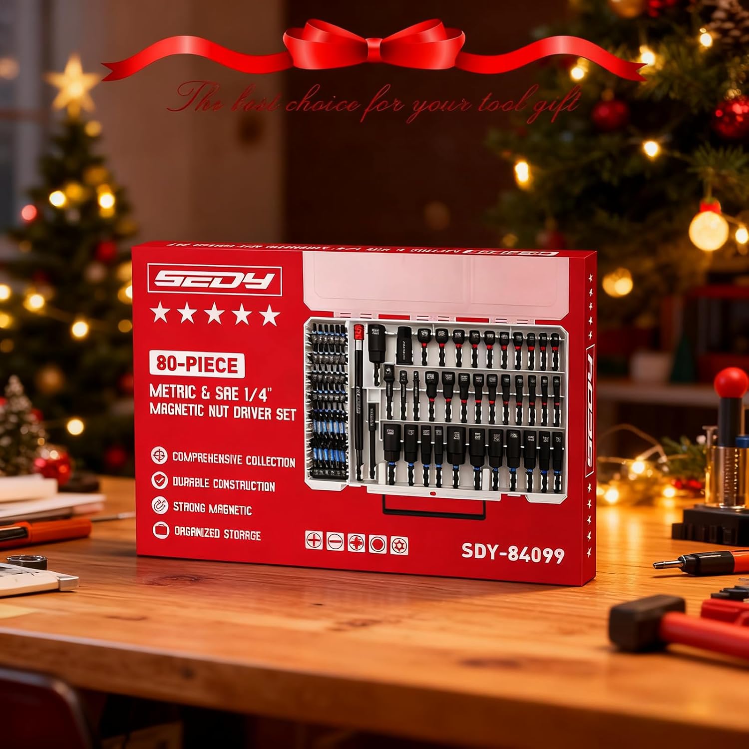 80-Piece Premium Magnetic Impact Nut Driver Set Metric & SAE with Sock