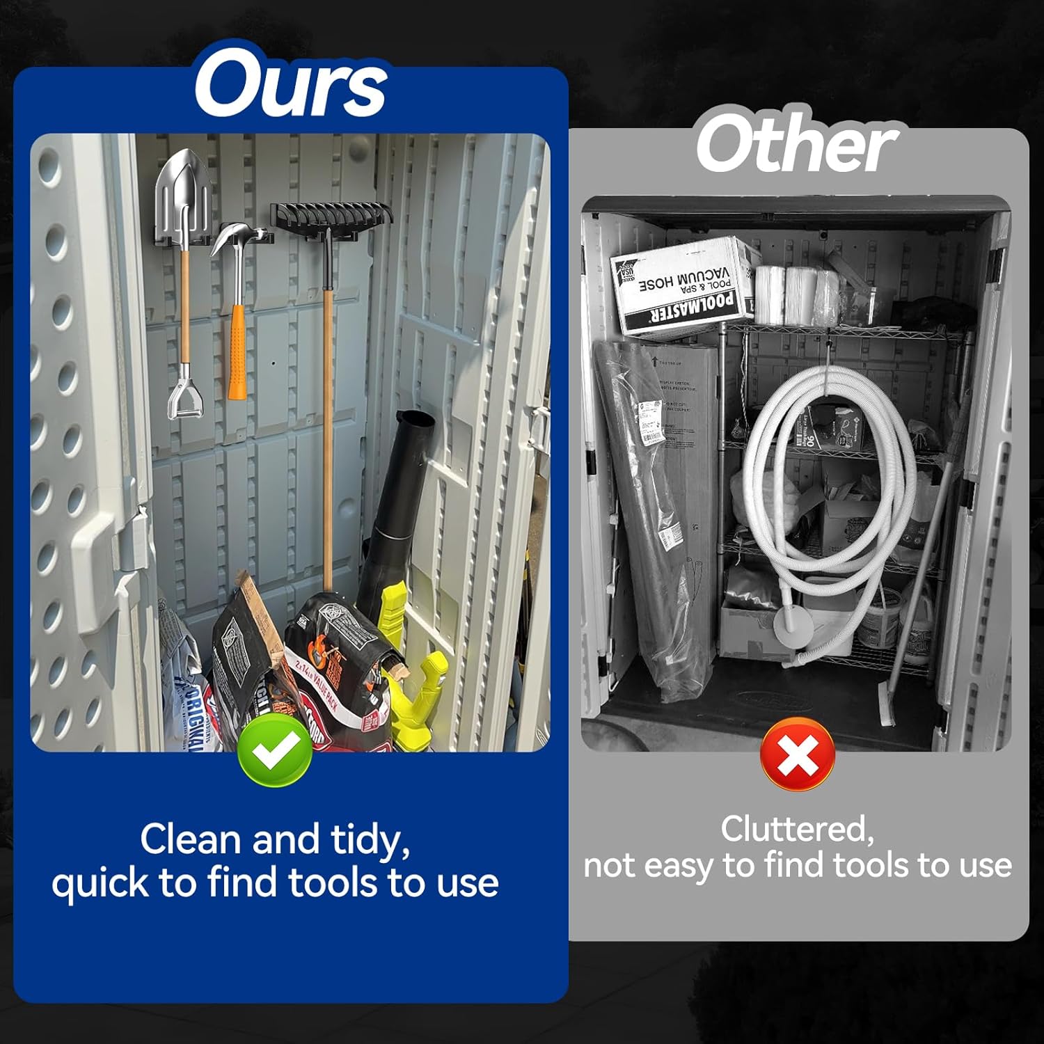 Storage Hooks Compatible with Lifetime and Suncast Sheds – Heavy-Duty 