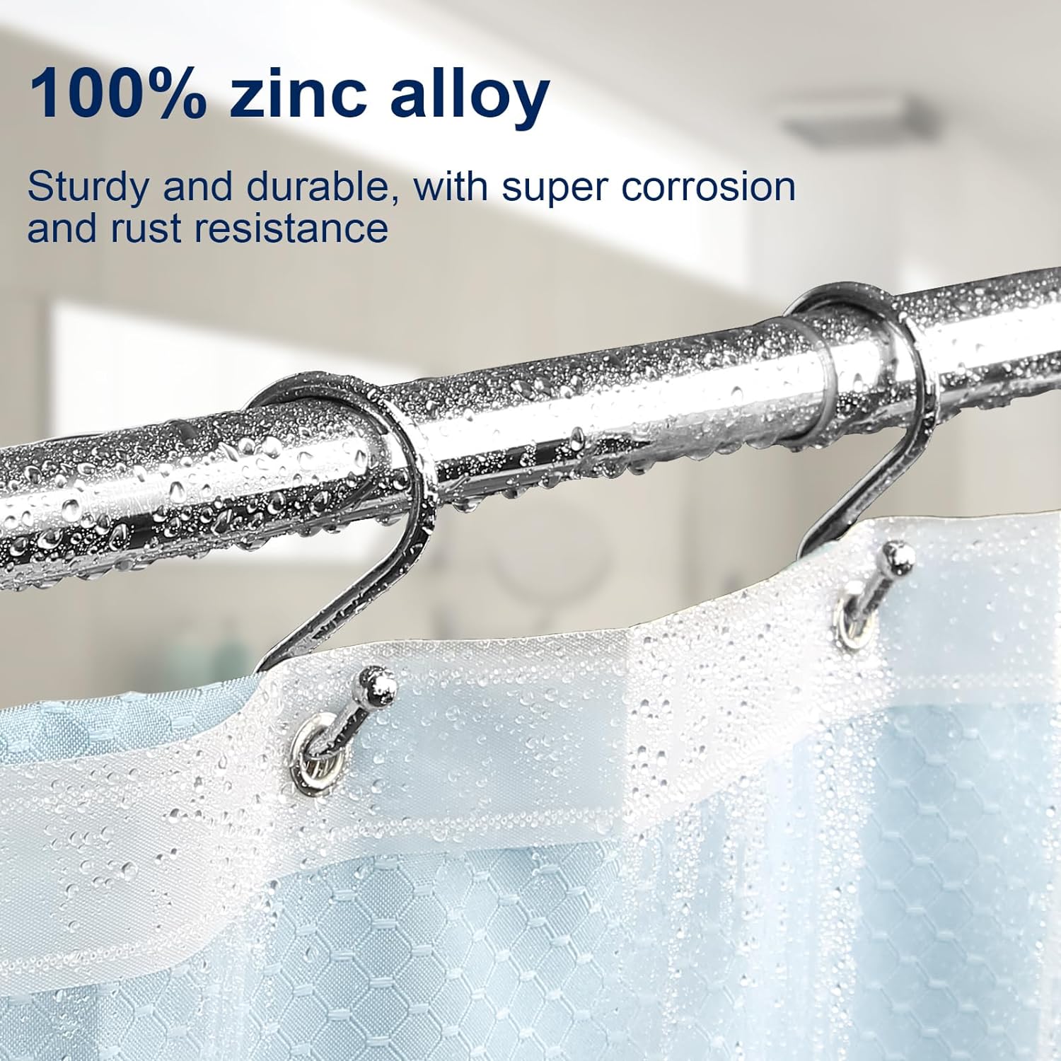 Metal Shower Curtain Hooks, Set of 12, Rust Proof Shower Curtain Hooks