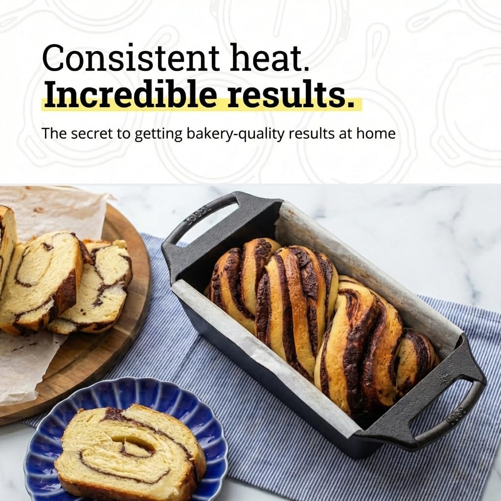 Lodge Cast Iron Loaf Pan - 8.5 x 4.5 Inch PFAS-Free Bread Baking Pan -