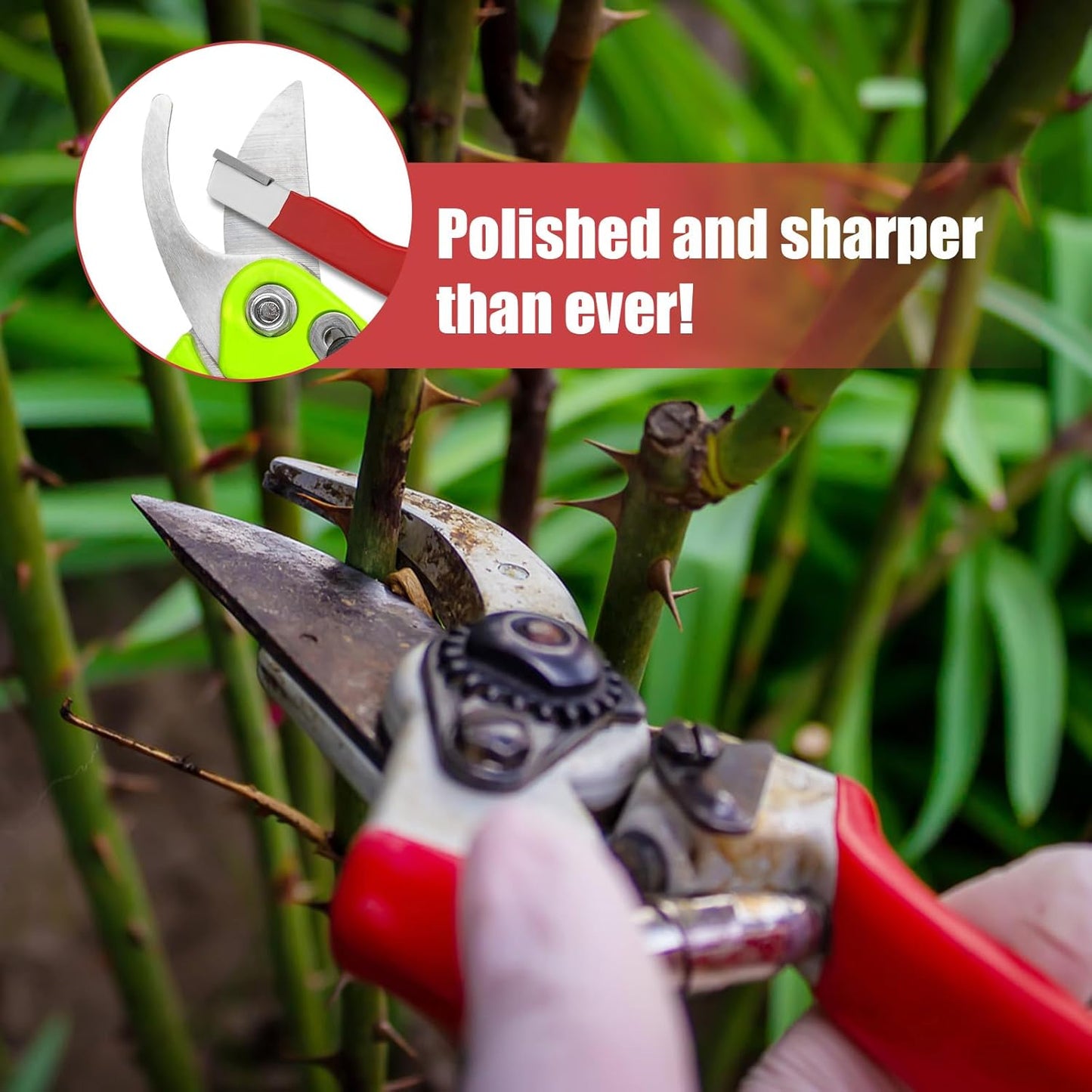 2pcs Pocket Blade Sharpener, Premium Wolfram Steel Garden Tool Sharpener Multipurpose Usage Knife Sharpener for Pruning Shears Hatchets Scissors Sickle Fence Shears