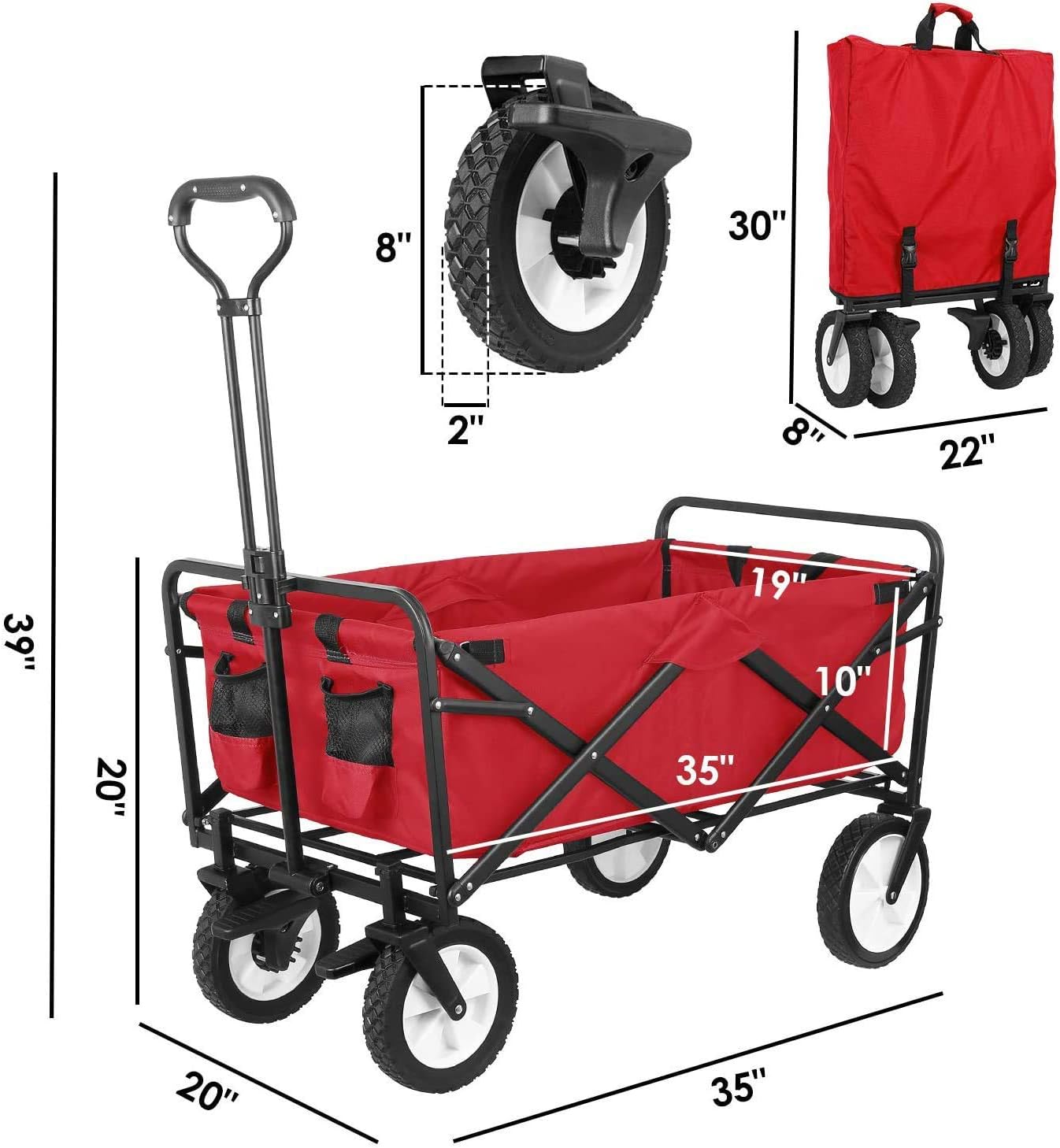 Outdoor Utility Wagon, Heavy Duty Folding Garden Portable Hand Cart, w