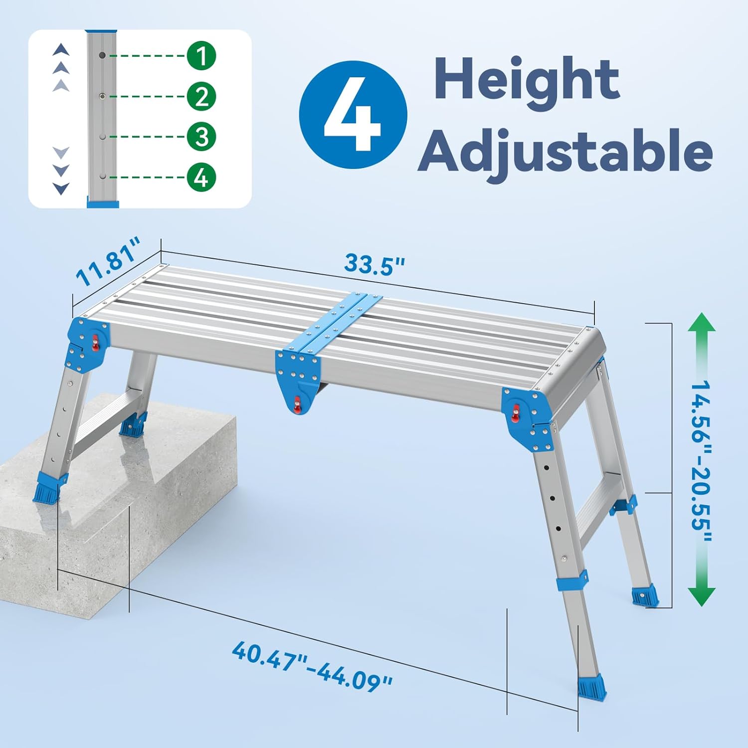 Work Platform 500 Lbs, Folding Step Stool with One-Touch Automatic Fol