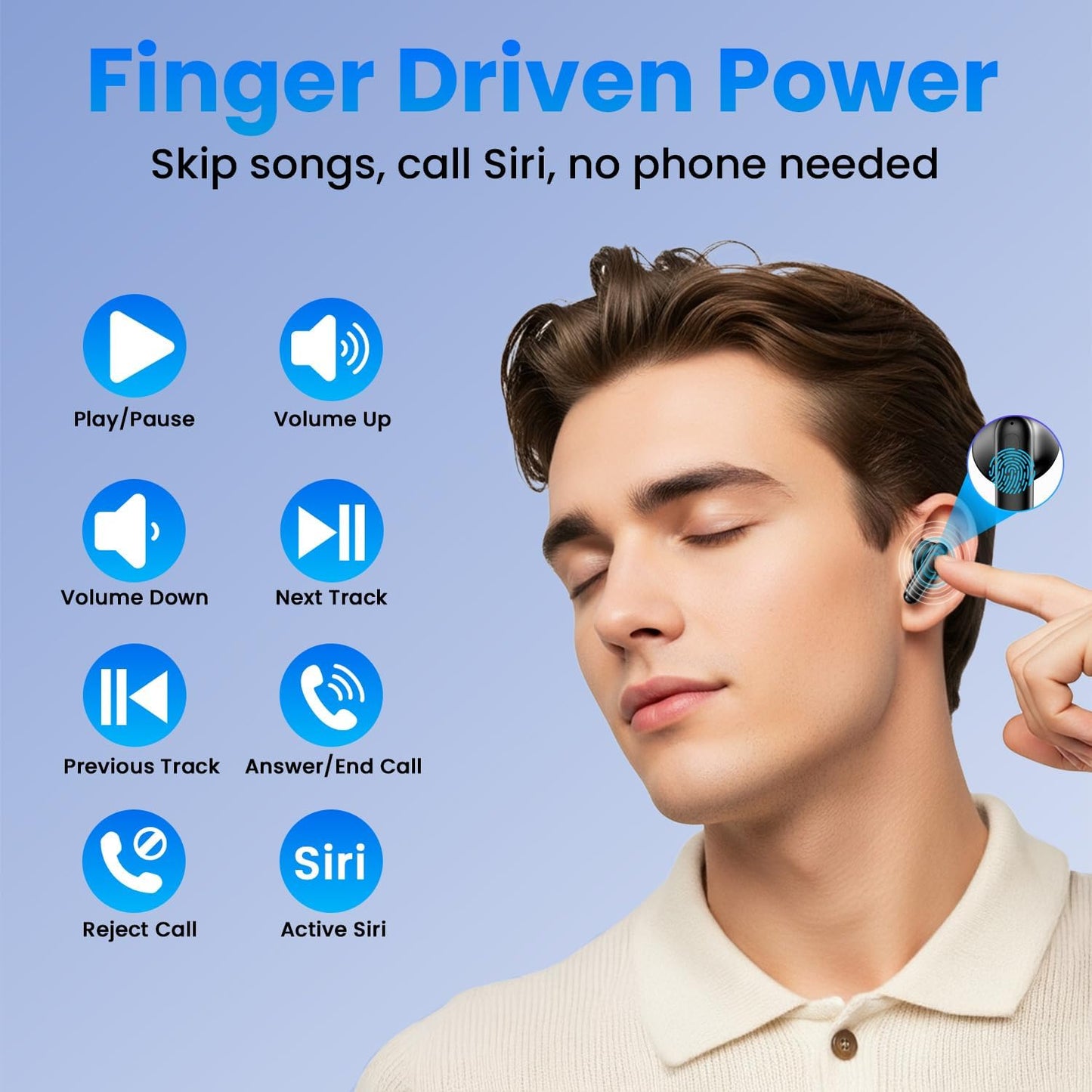 Wireless Earbuds, Bluetooth Headphones with Deep Bass Stereo, 48H Play